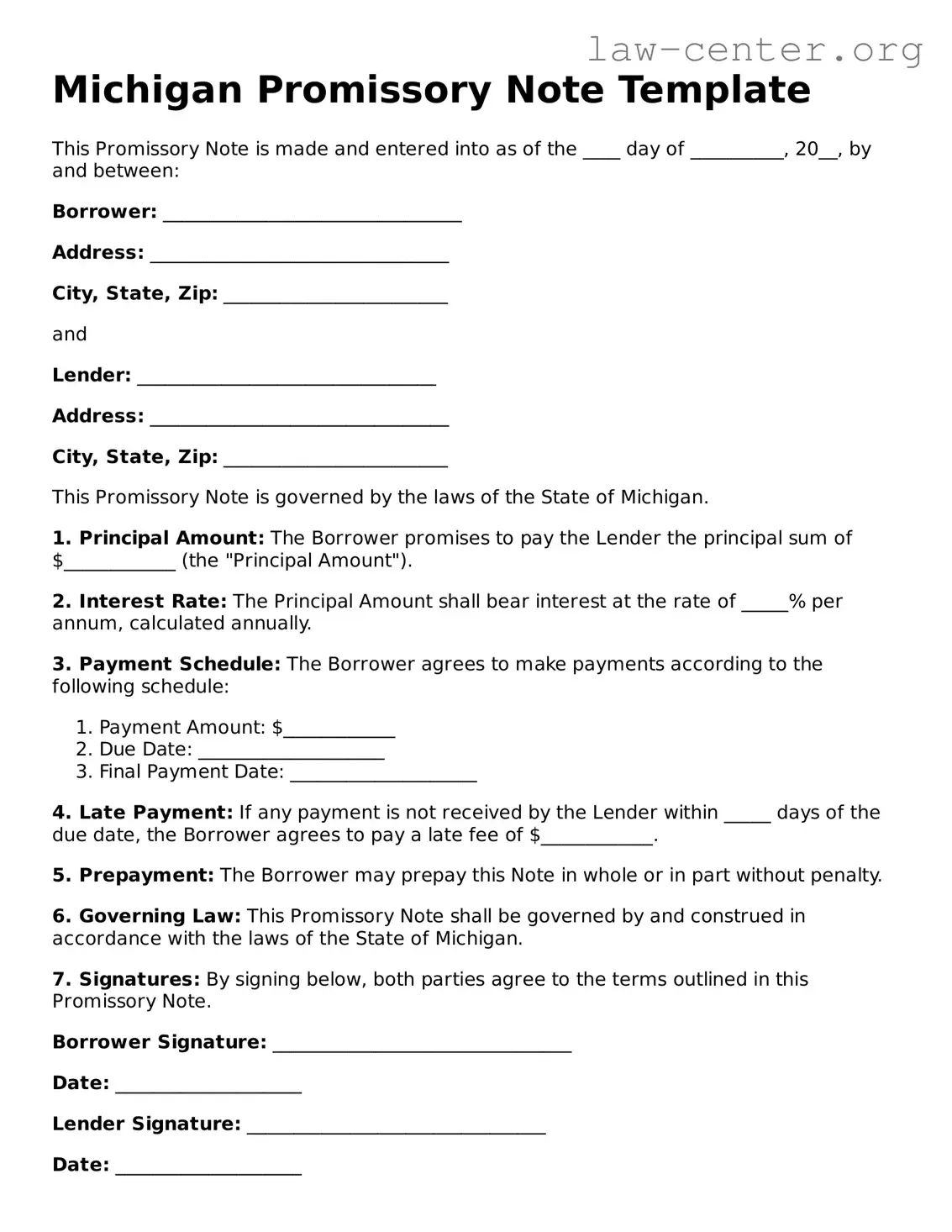 Attorney-Approved Michigan Promissory Note Document