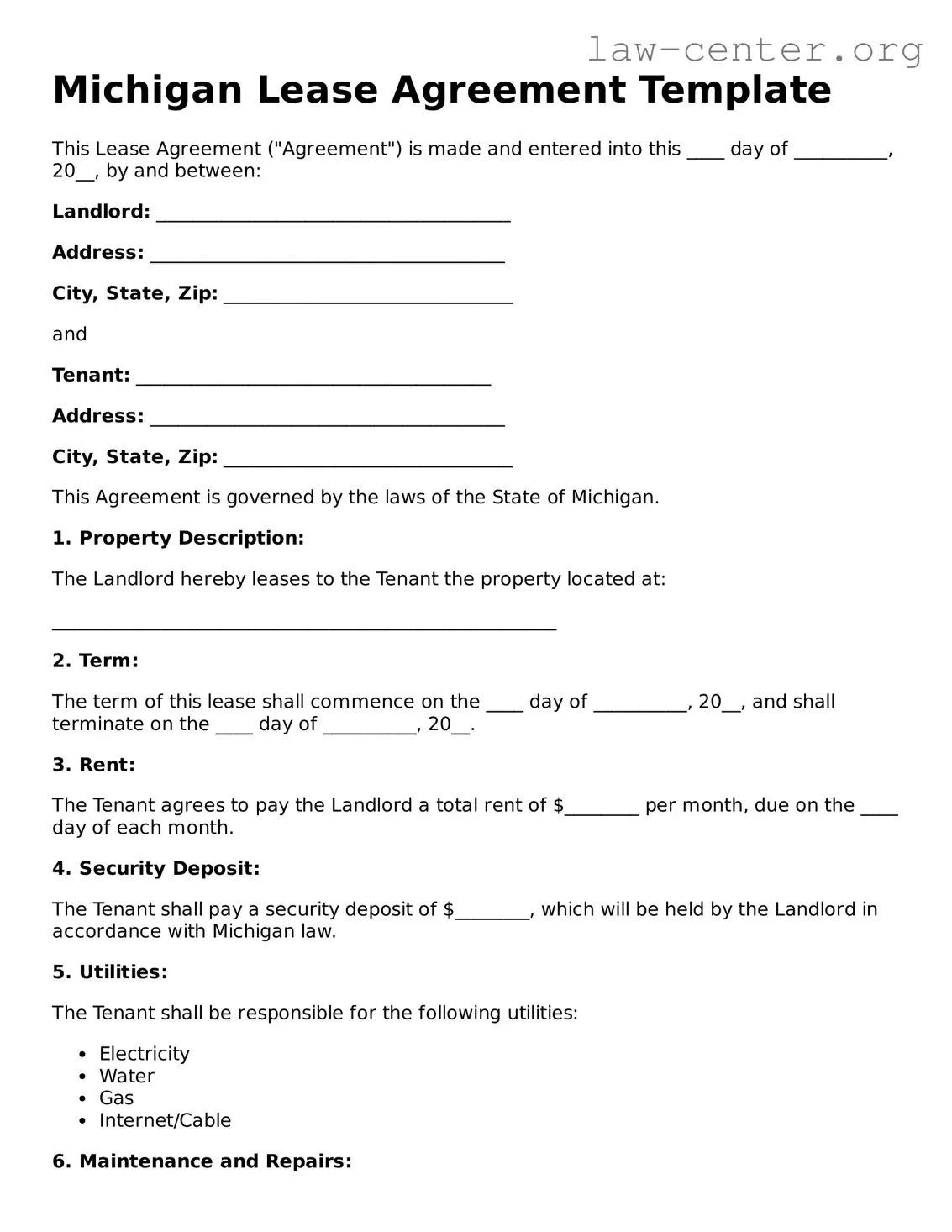 Attorney-Approved Michigan Lease Agreement Document