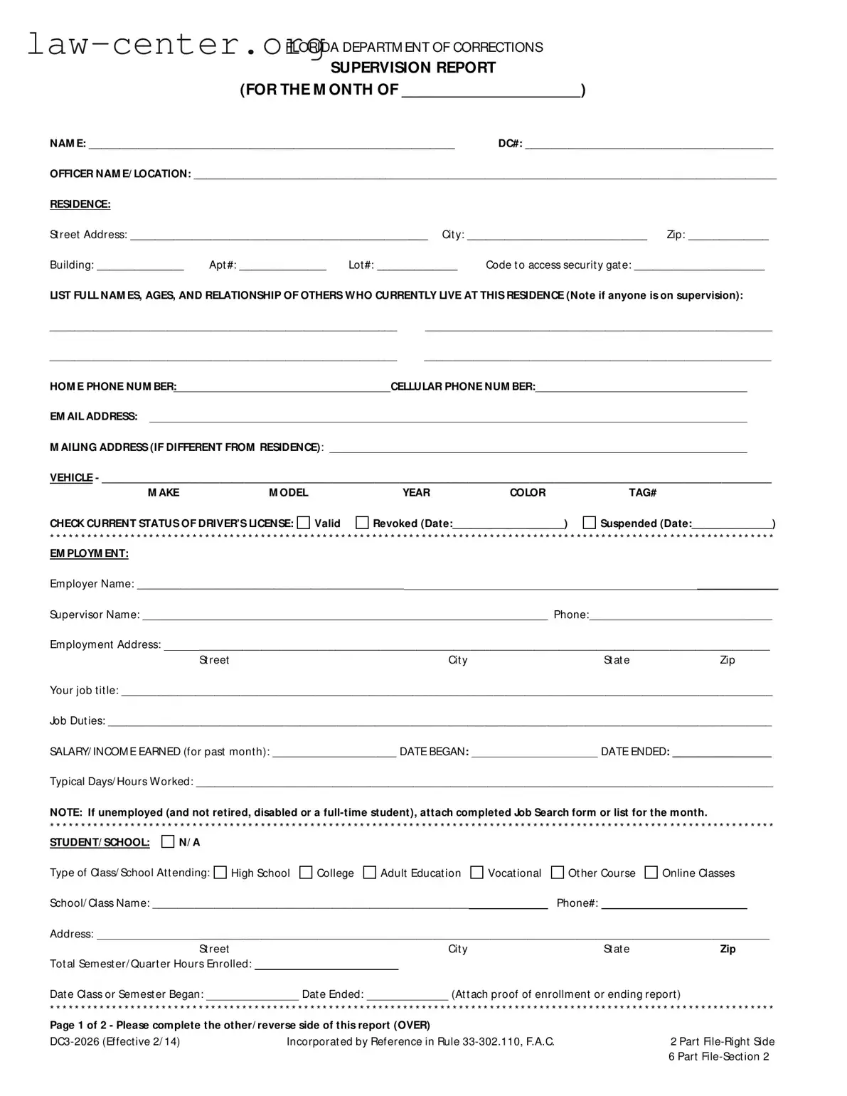 Get Florida Supervision Report Form