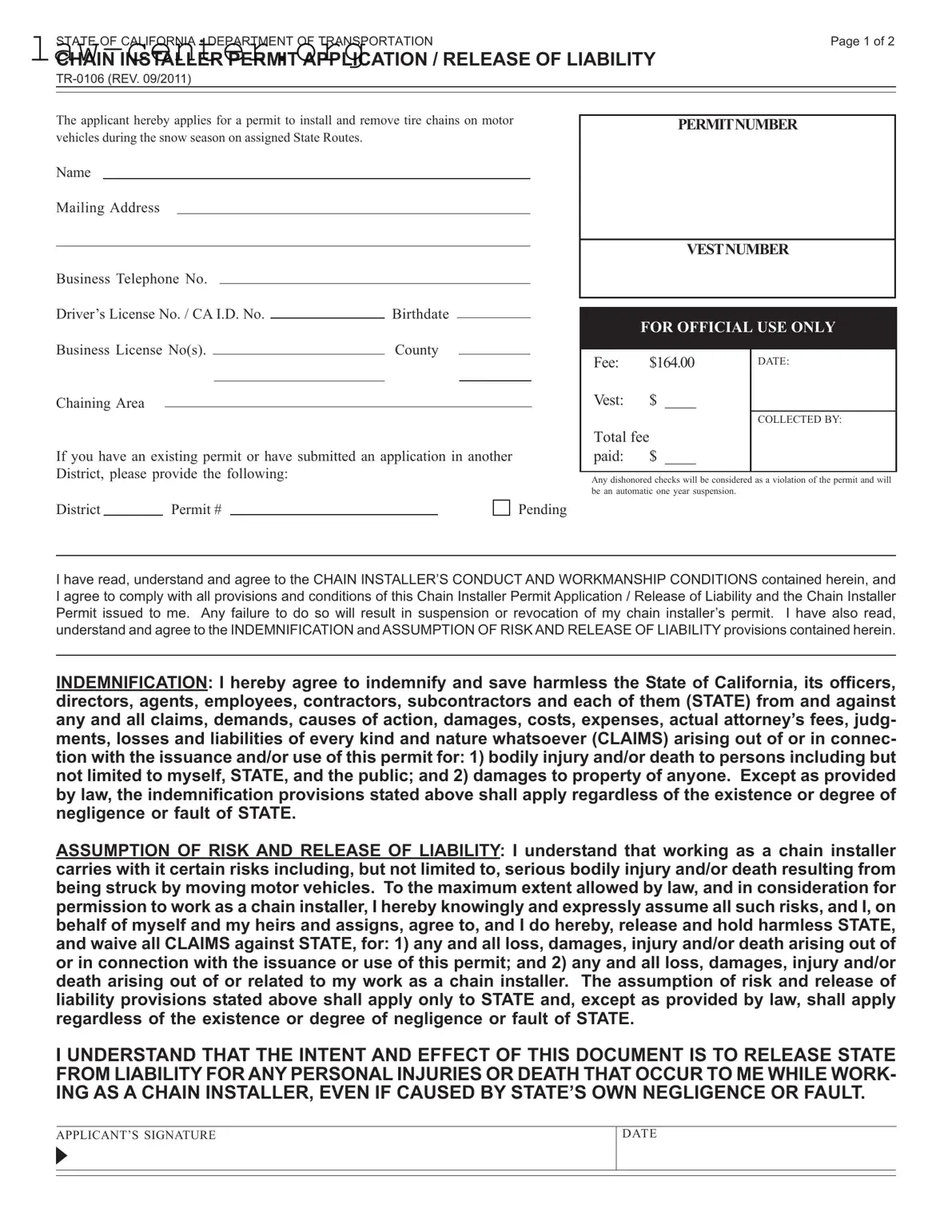 Get California Tr 0106 Form