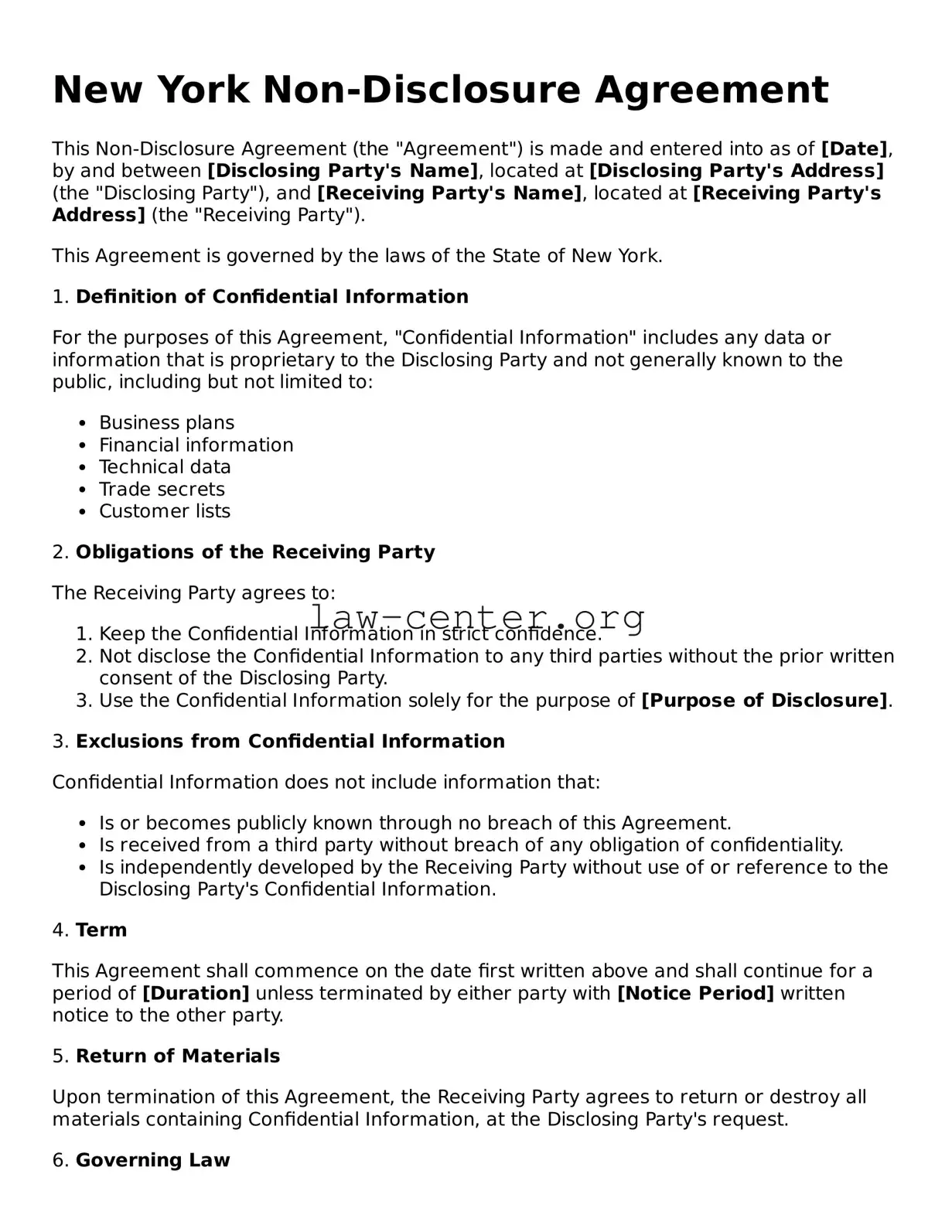 Attorney-Approved New York Non-disclosure Agreement Document