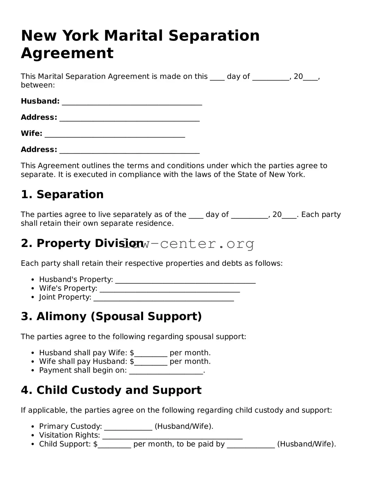 Attorney-Approved New York Marital Separation Agreement Document