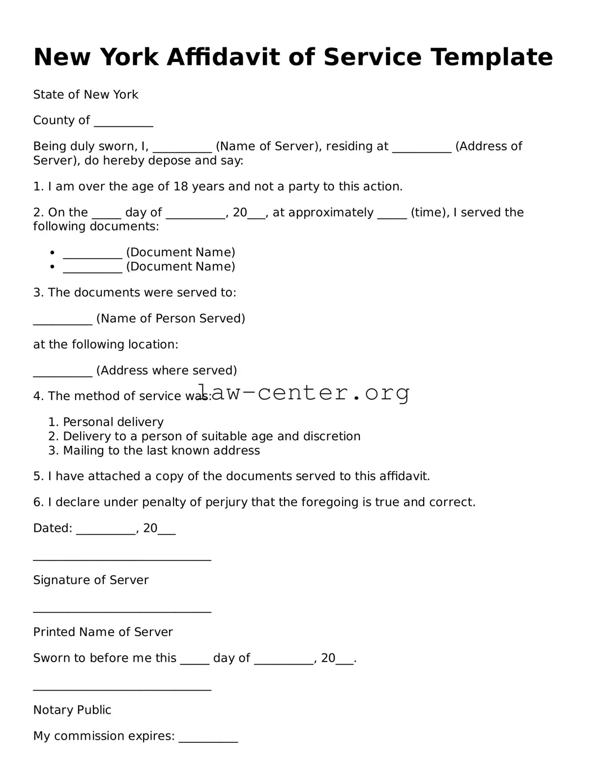 Attorney-Approved New York Affidavit of Service Document