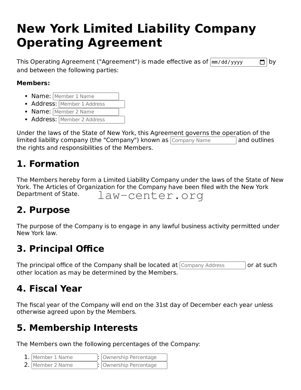 Attorney-Approved New York Operating Agreement Document