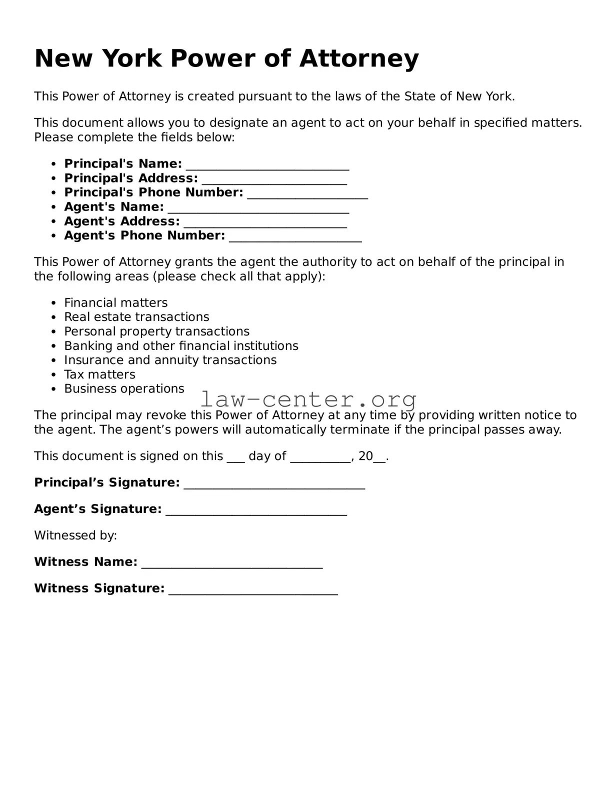 Attorney-Approved New York Power of Attorney Document