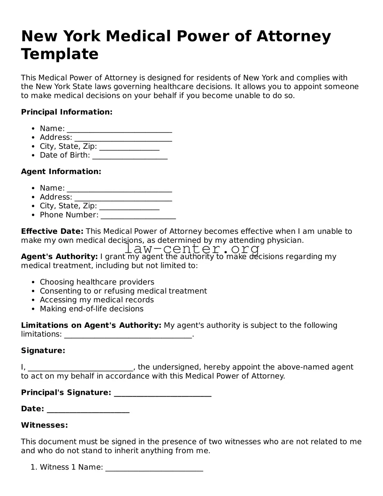 Attorney-Approved New York Medical Power of Attorney Document