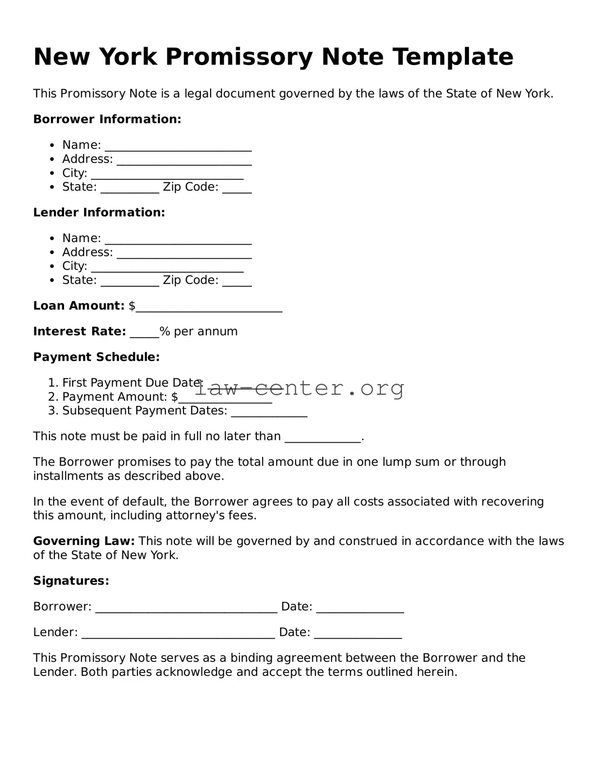 Attorney-Approved New York Promissory Note Document