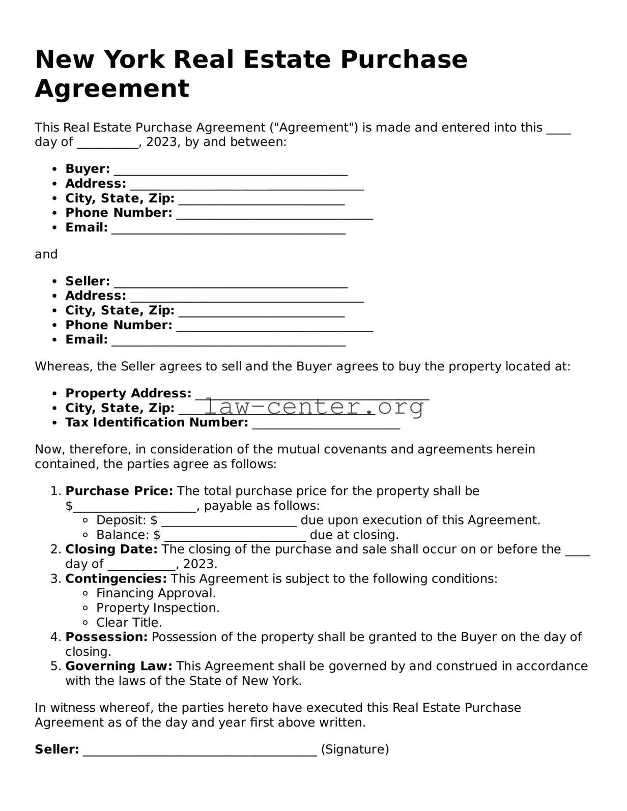 Attorney-Approved New York Real Estate Purchase Agreement Document