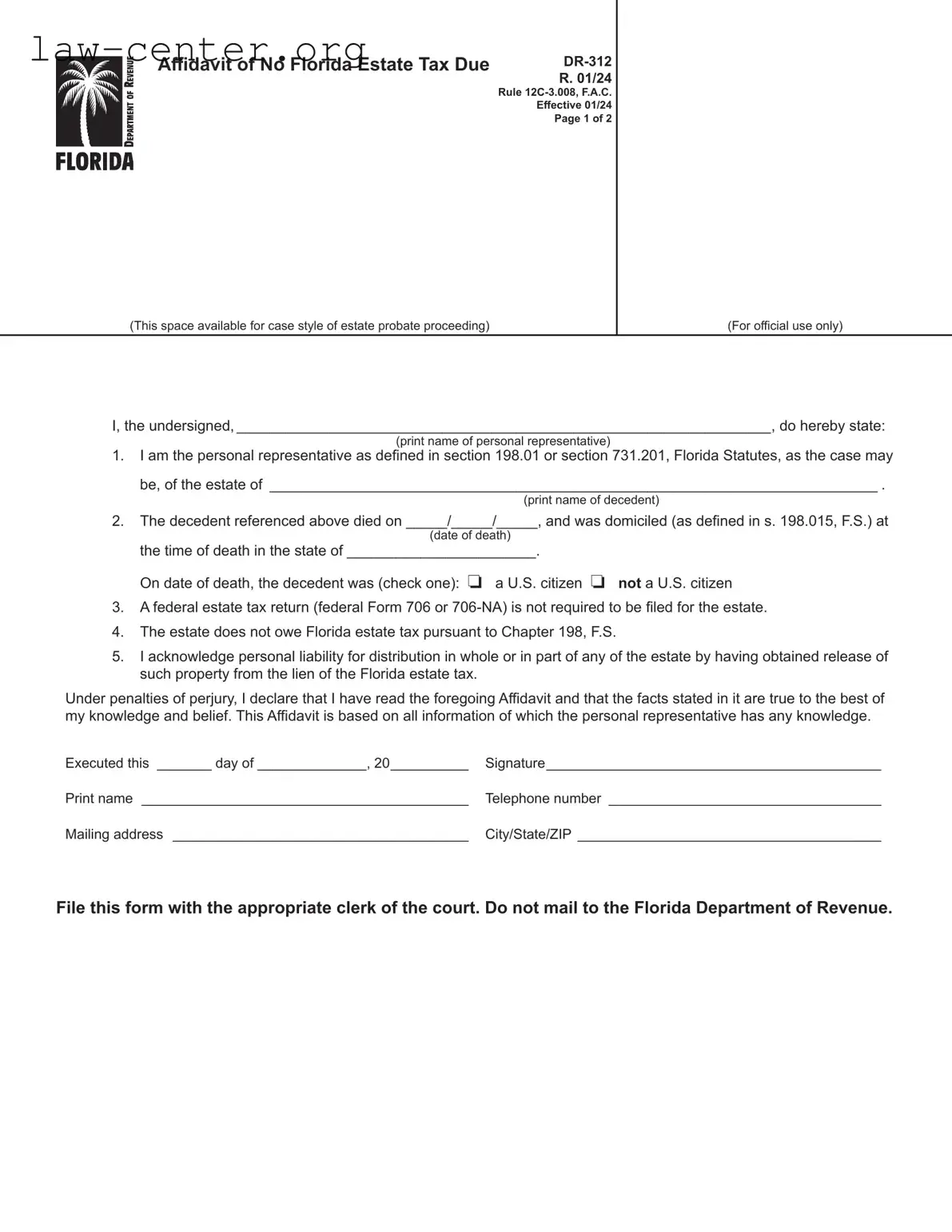 Get Fl Dr 312 Form