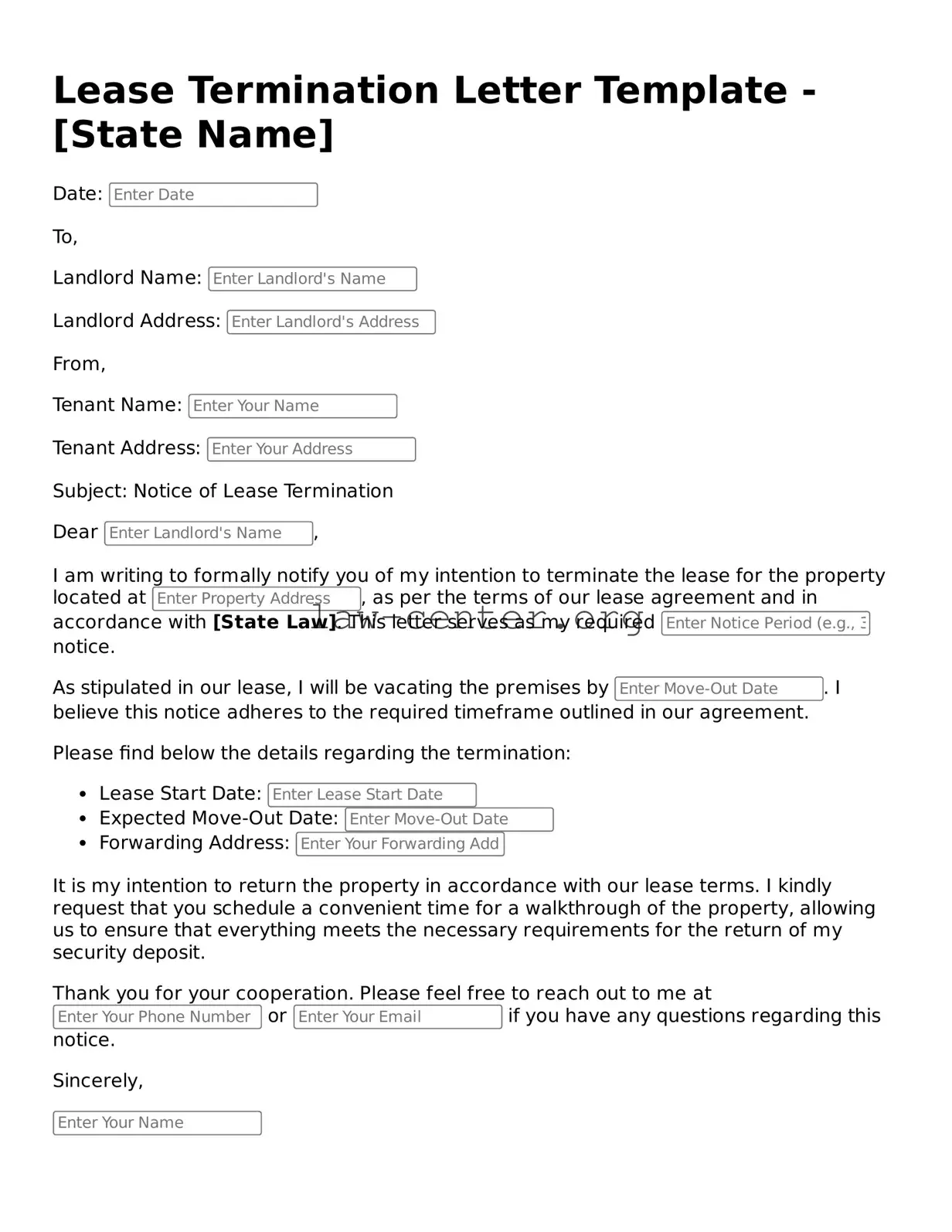 Free Lease Termination Letter Template