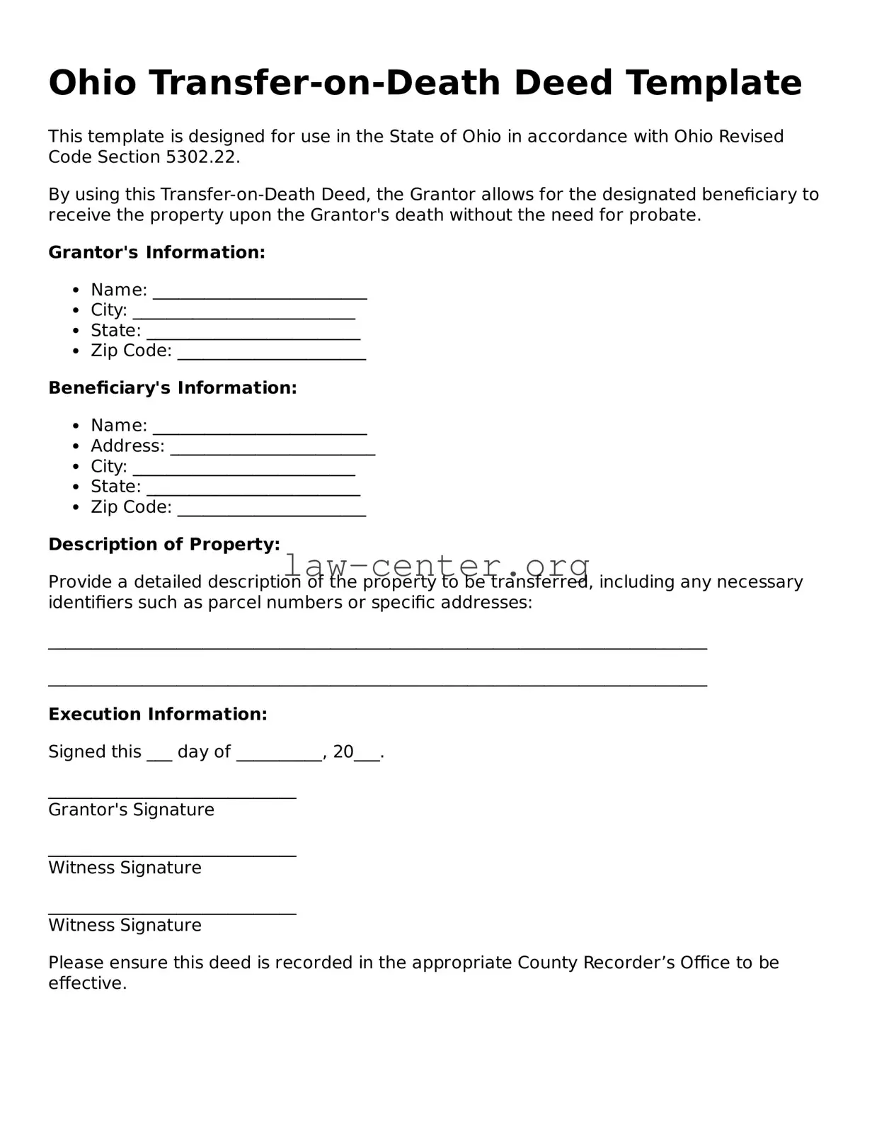 Attorney-Approved Ohio Transfer-on-Death Deed Document