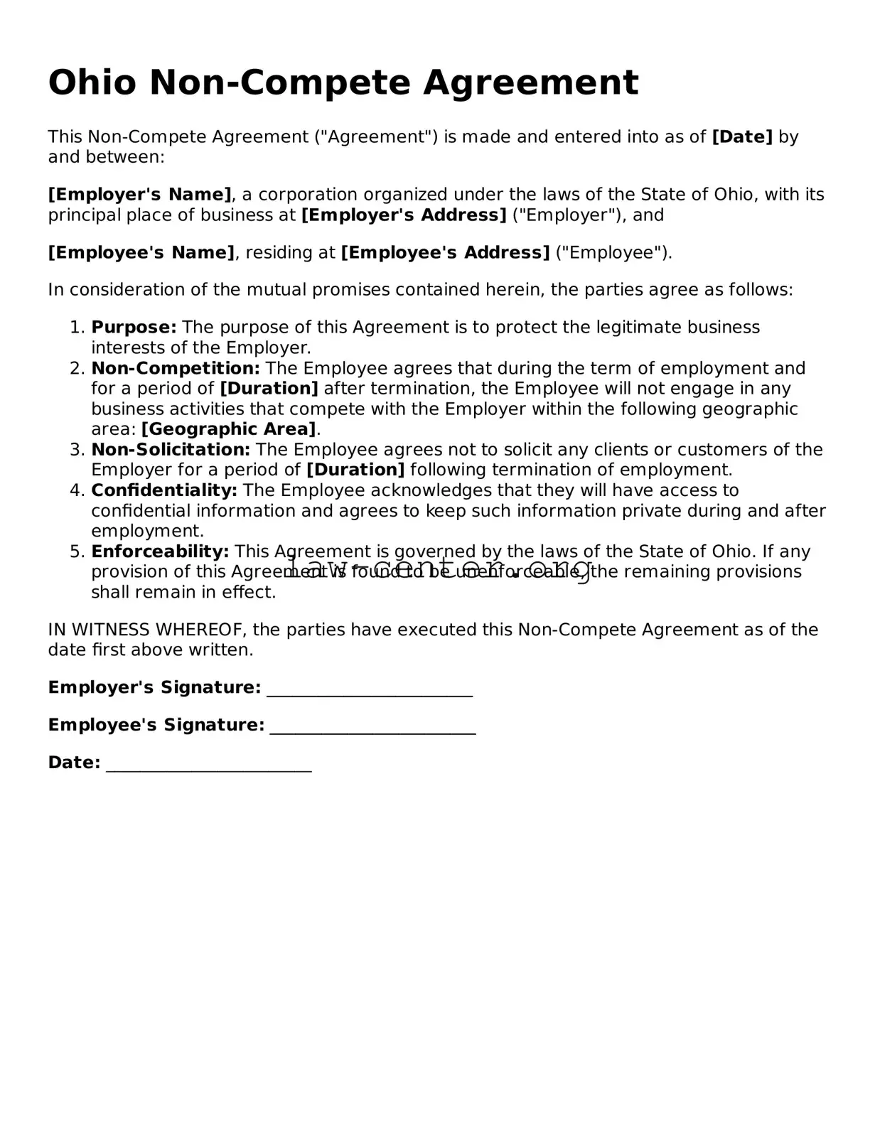 Attorney-Approved Ohio Non-compete Agreement Document