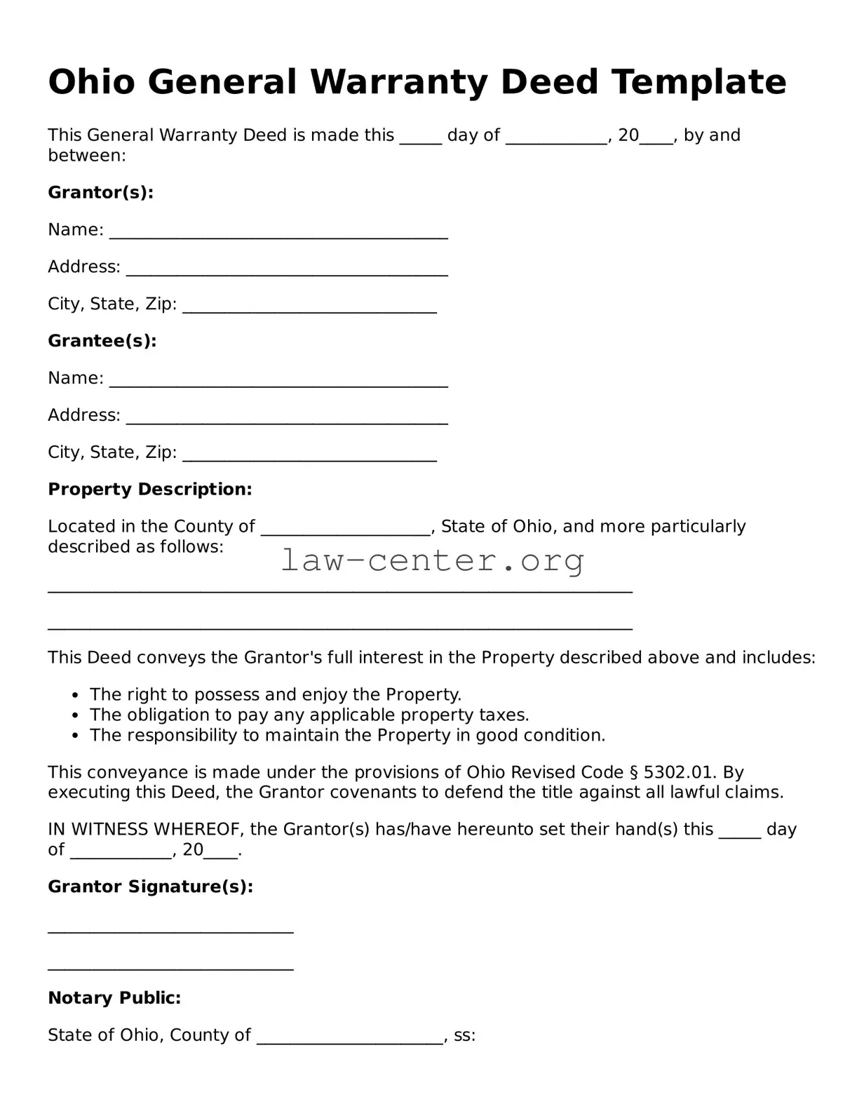 Attorney-Approved Ohio Deed Document