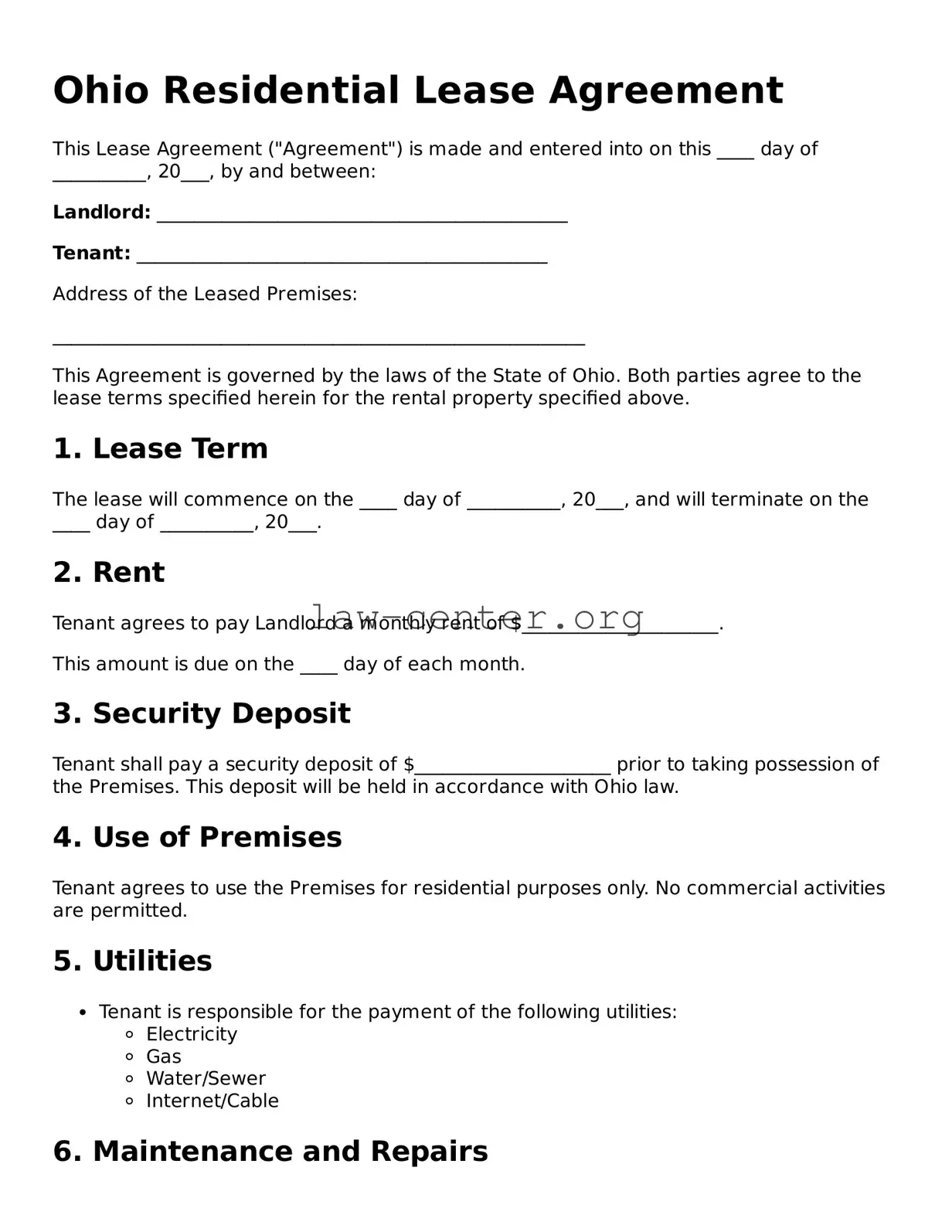 Attorney-Approved Ohio Lease Agreement Document