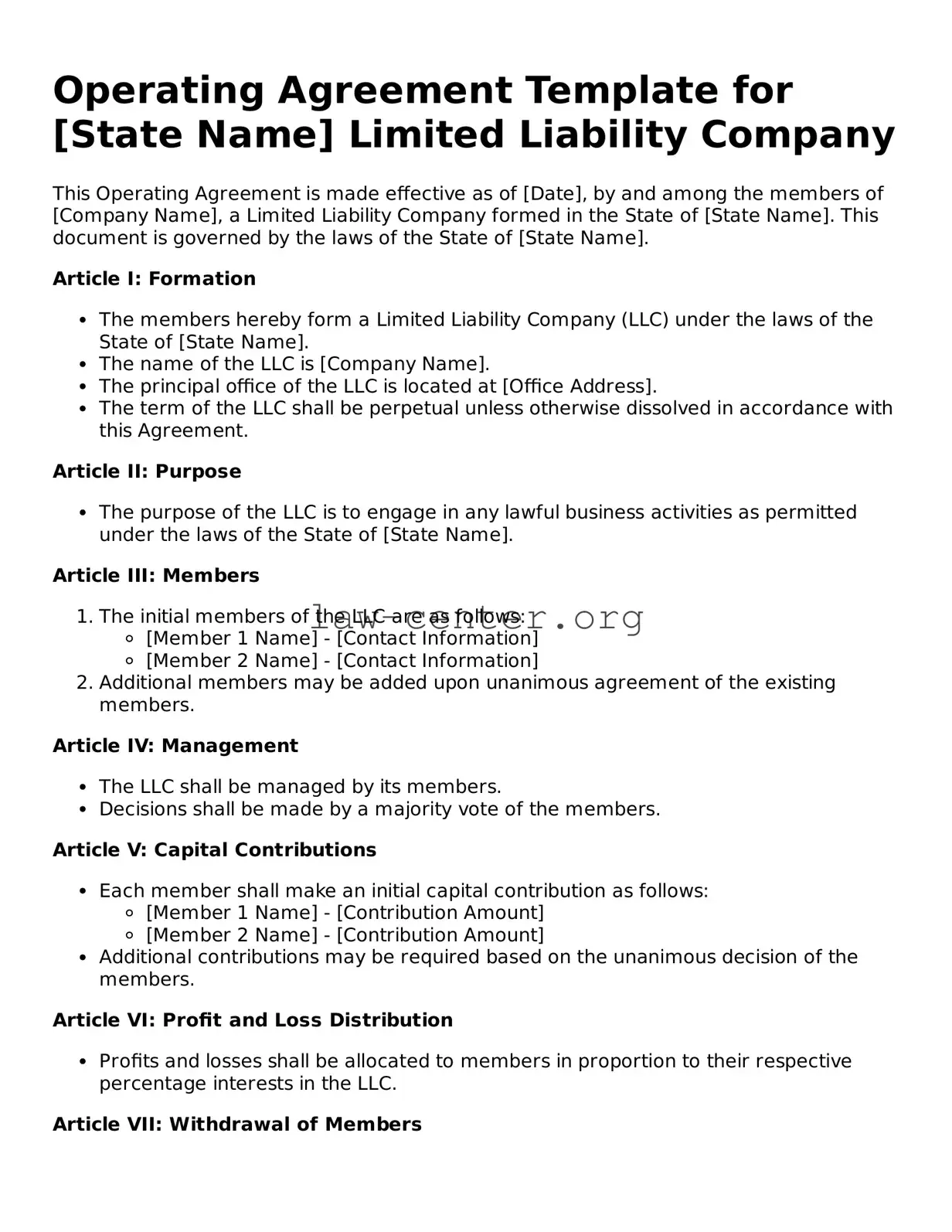 Free Operating Agreement Template