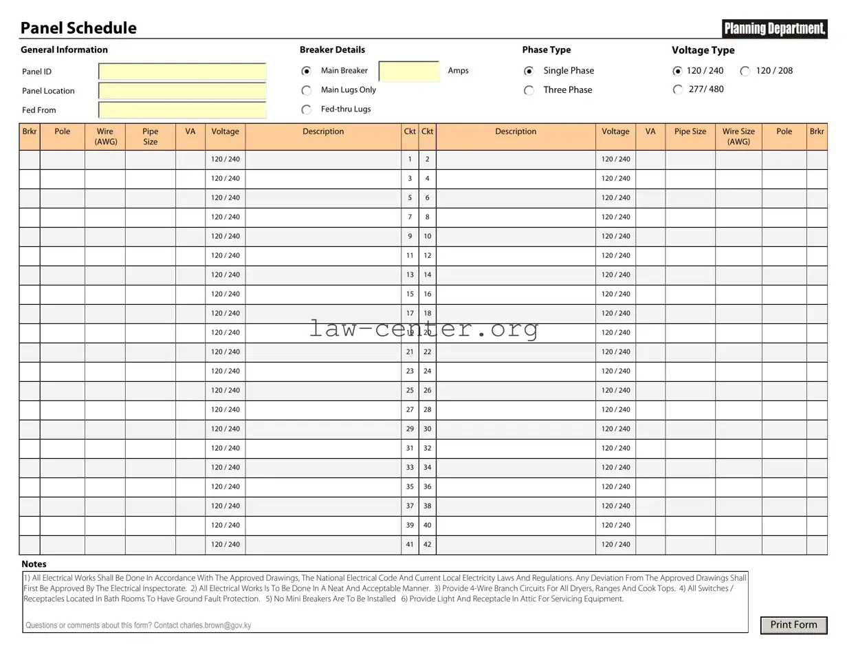 Get Electrical Panel Schedule Form