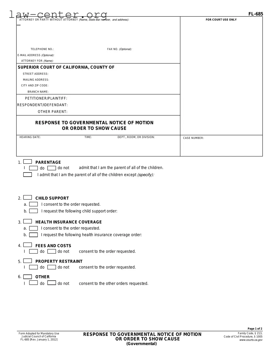 Get California Fl 685 Form