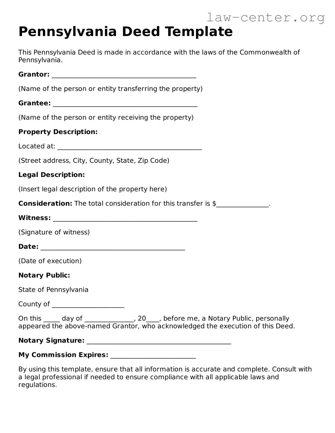 Attorney-Approved Pennsylvania Deed Document