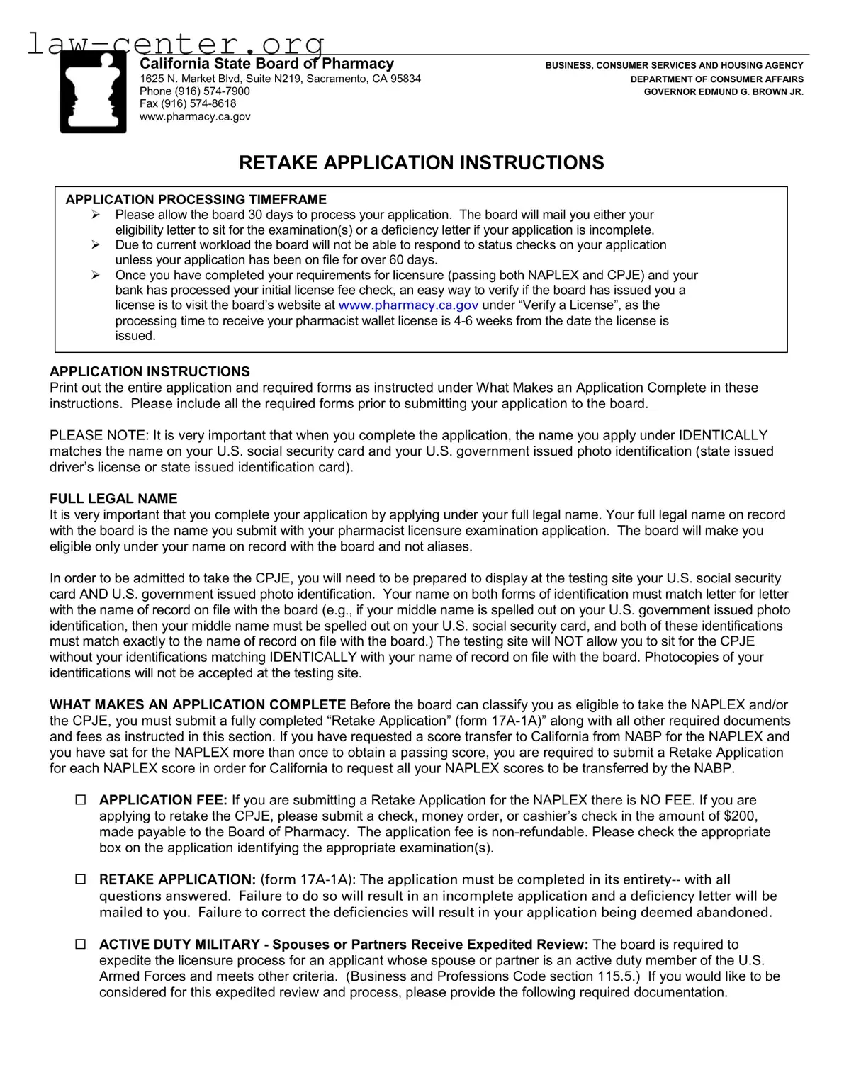 Get California Retake Form