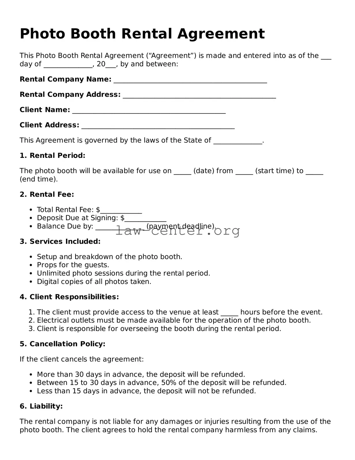 Free Photo Booth Rental Agreement Template