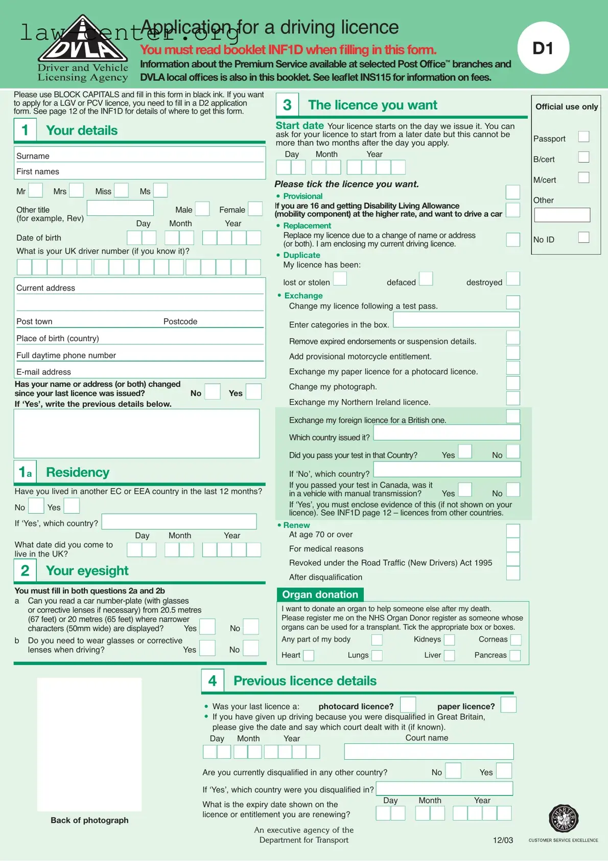 Get D1 Dvla Form