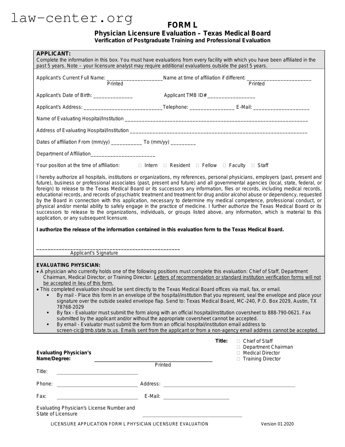 Get L For Texas Medical Board Form