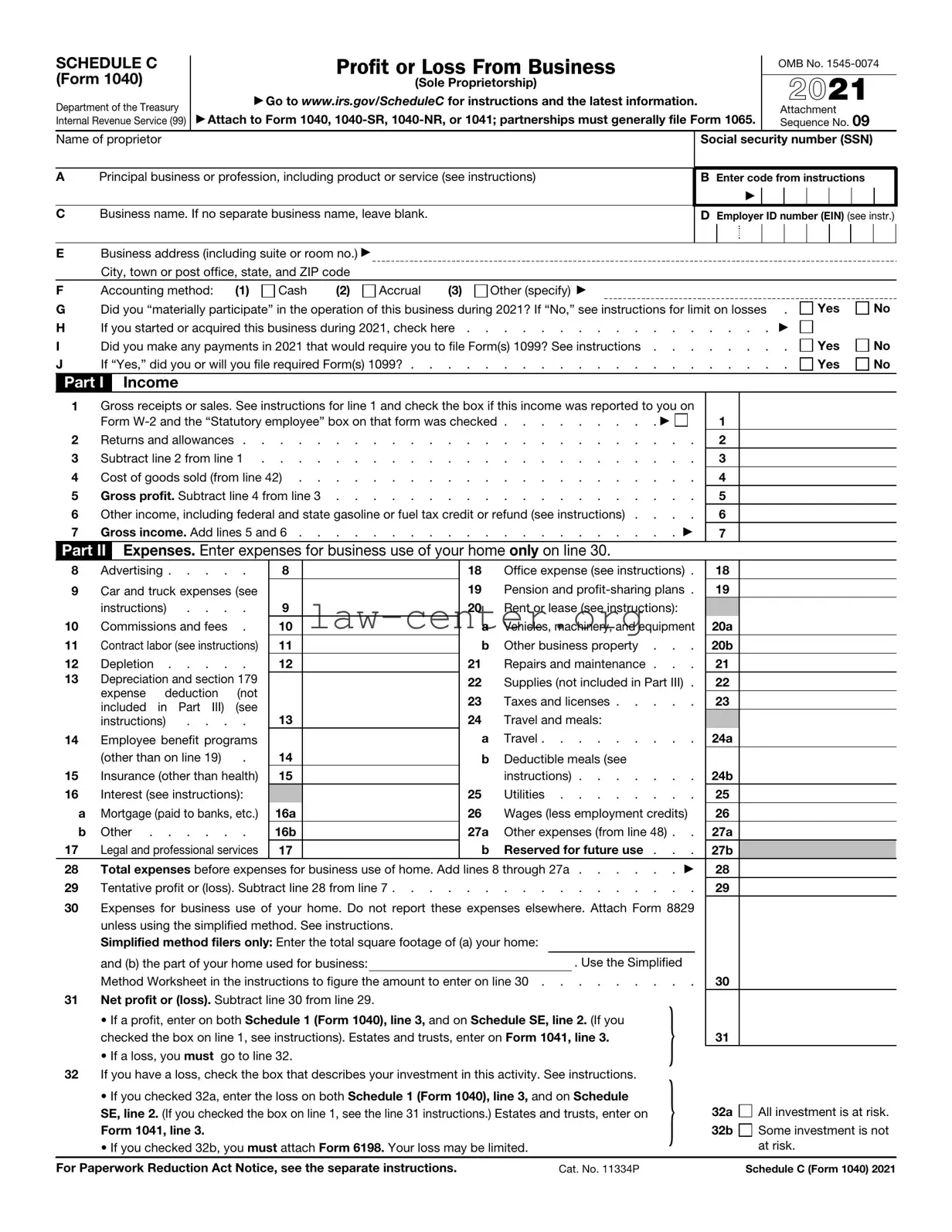 Get IRS Schedule C 1040 Form