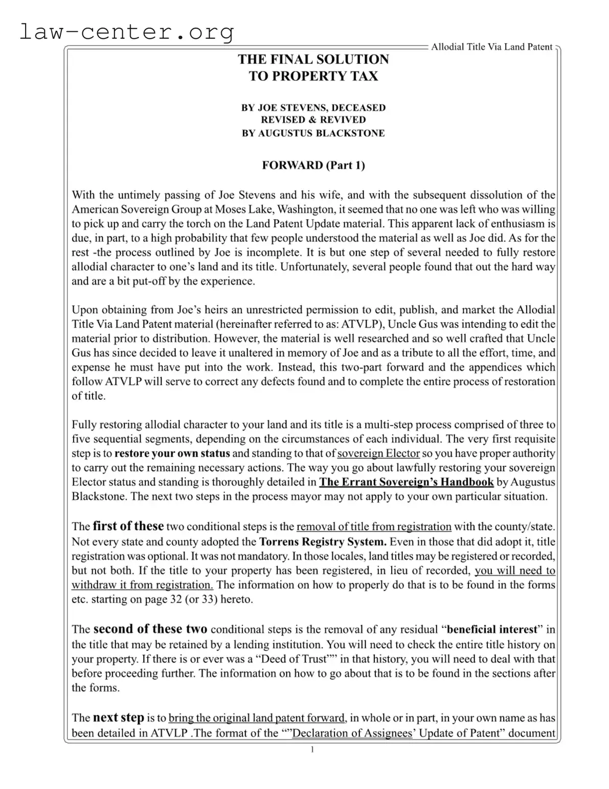 Get Allodial Title Form