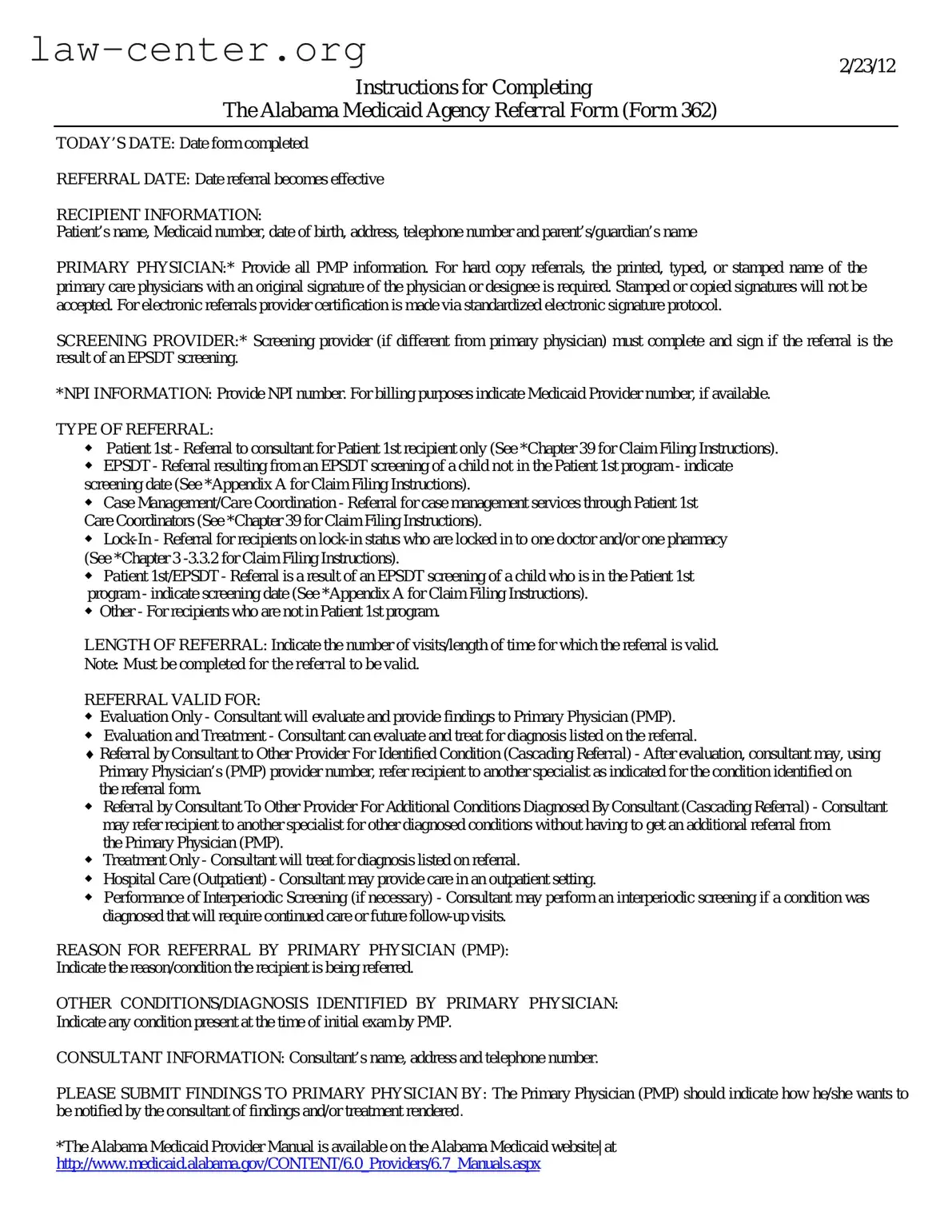 Get Alabama Medicaid Referral Form