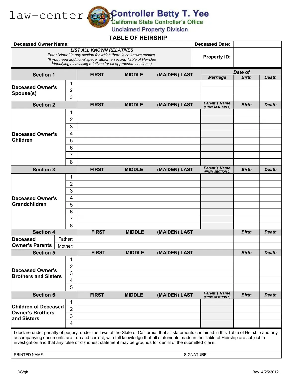 Get California Heirship Form