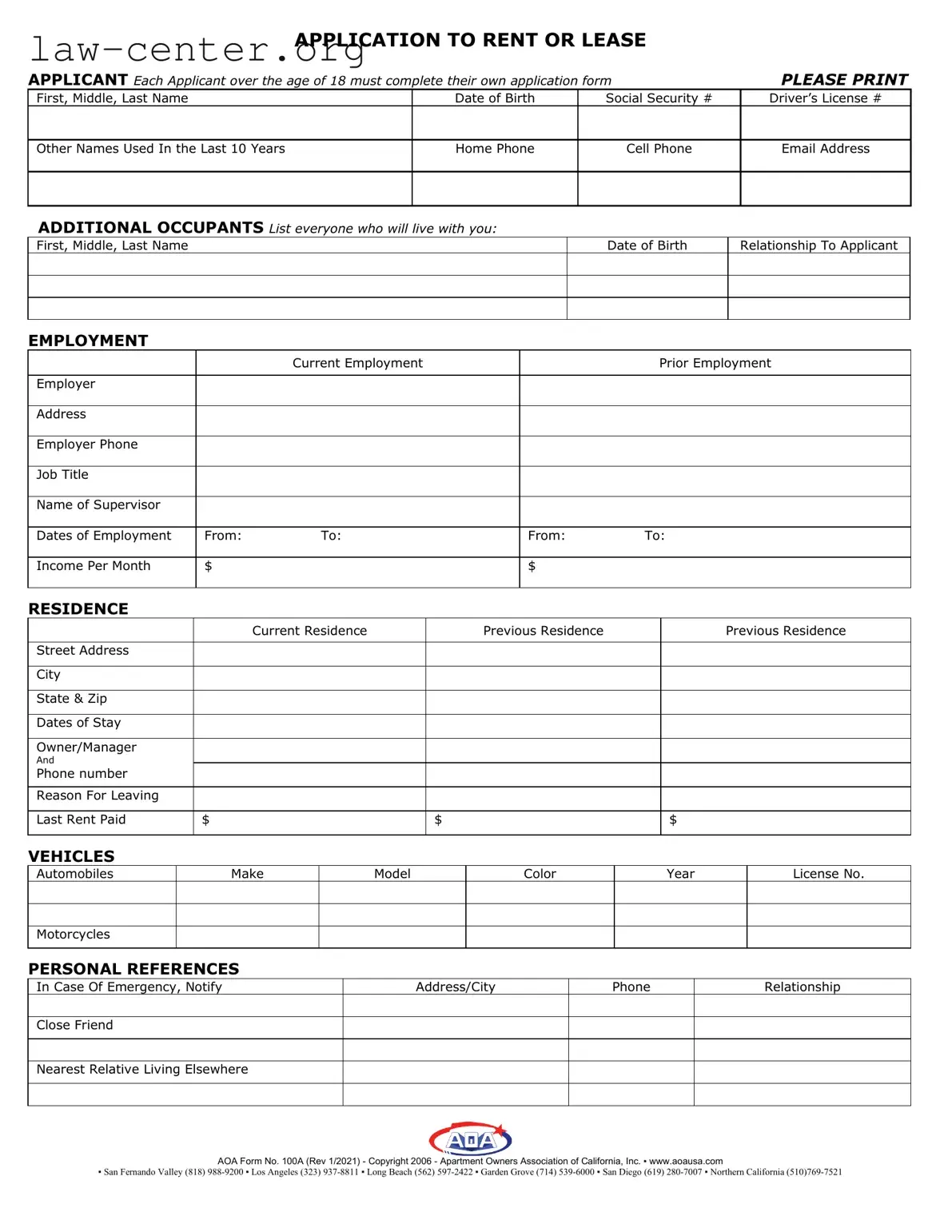 Get Aoa 100A Form