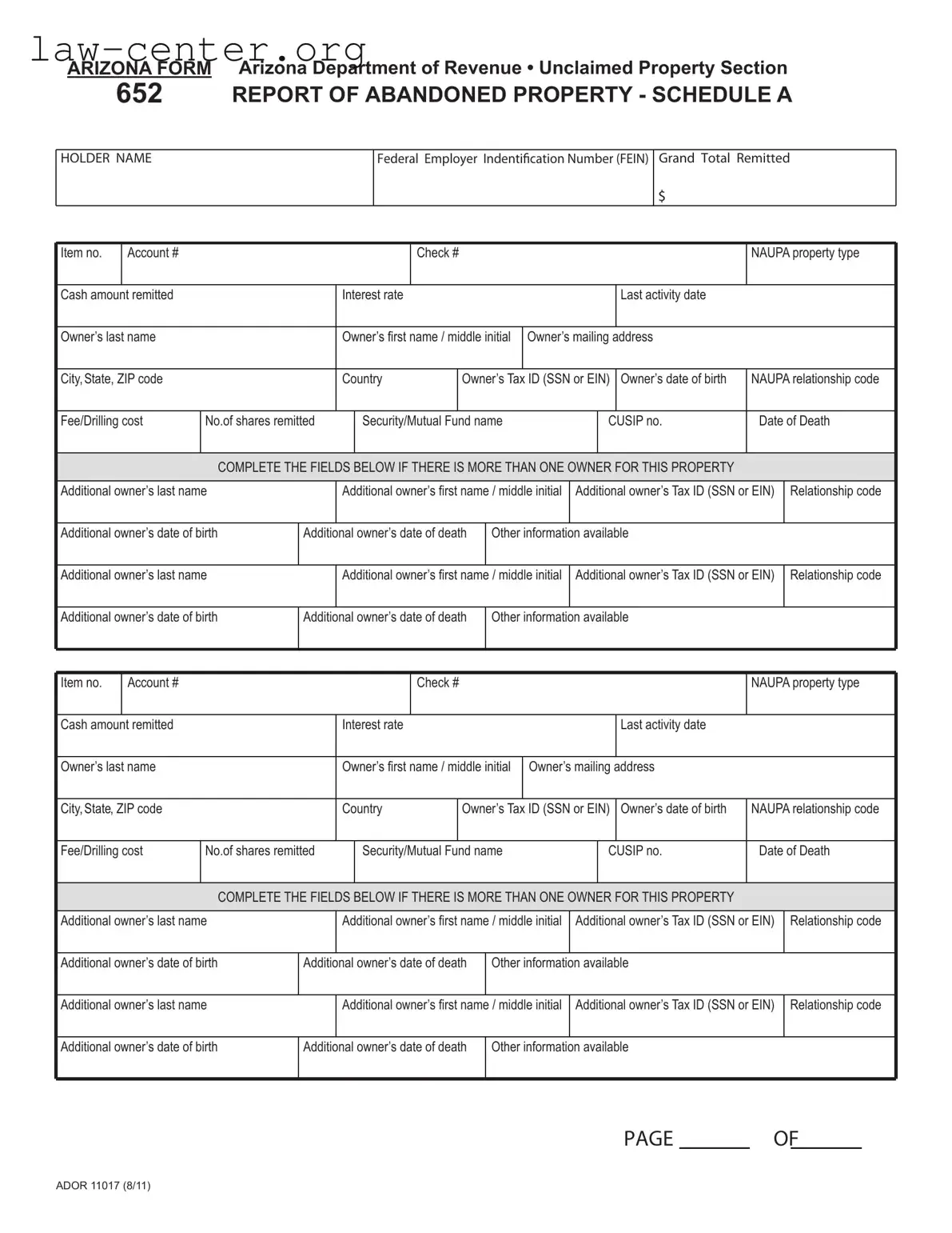 Get Arizona 652 Form