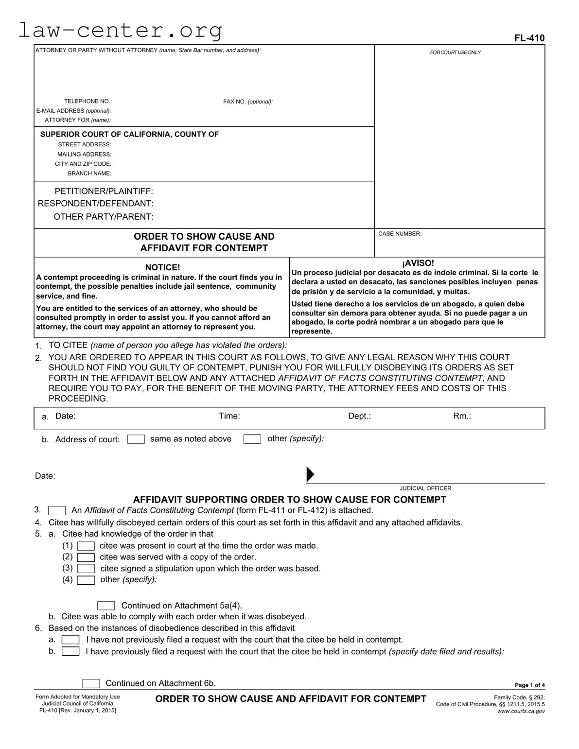 Get Contempt Fl 410 Form