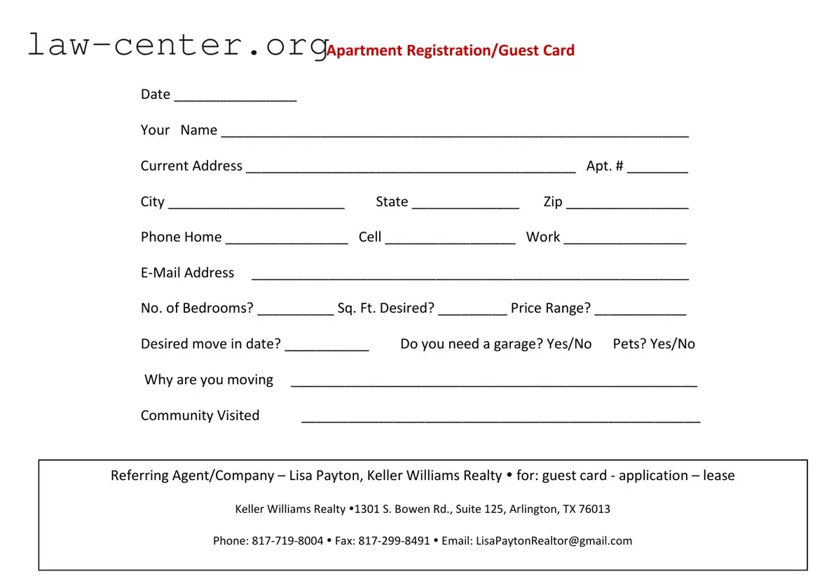Get Apartment Card Form