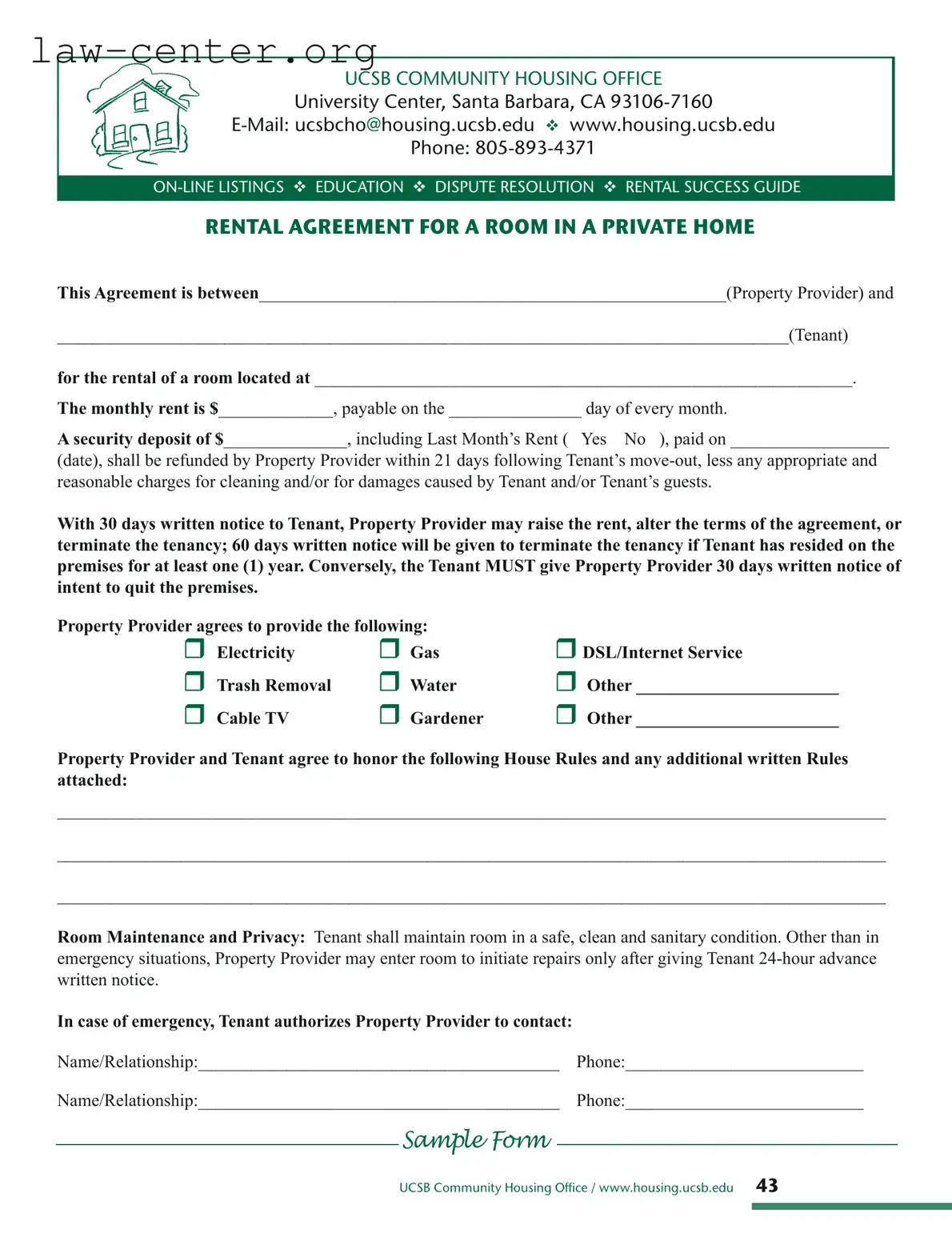 Get California Agreement Room Form
