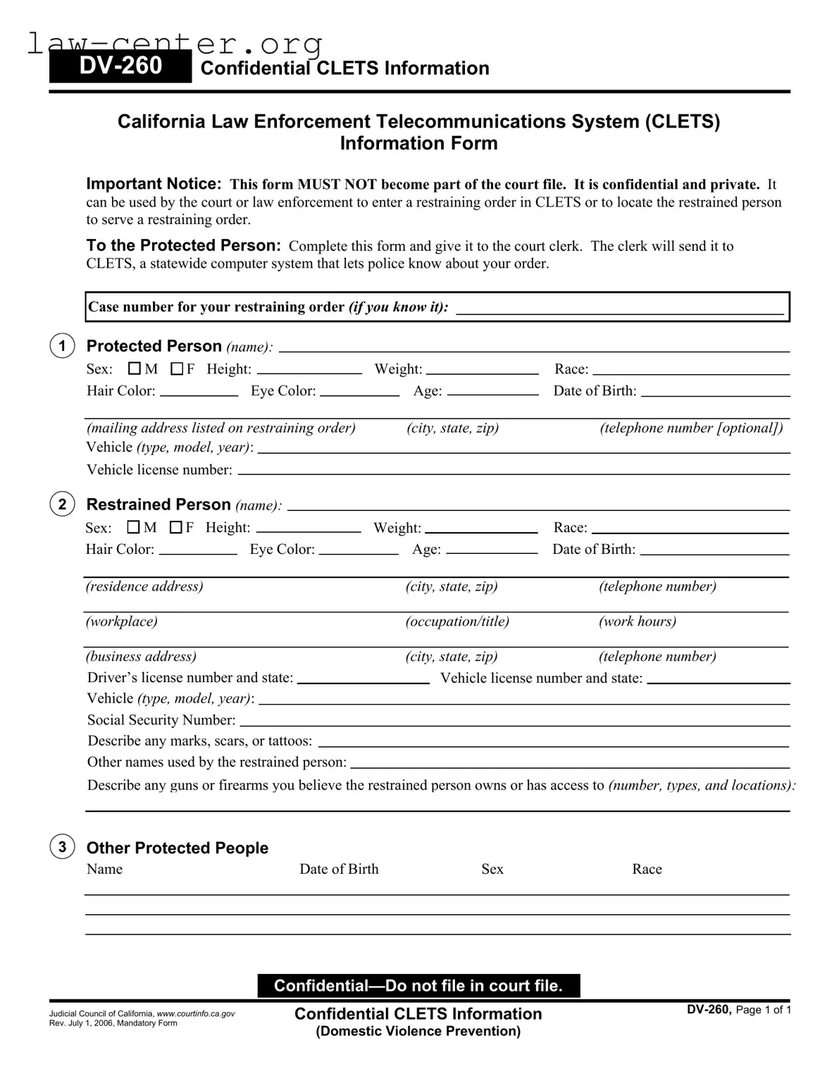 Get California Dv 260 Form