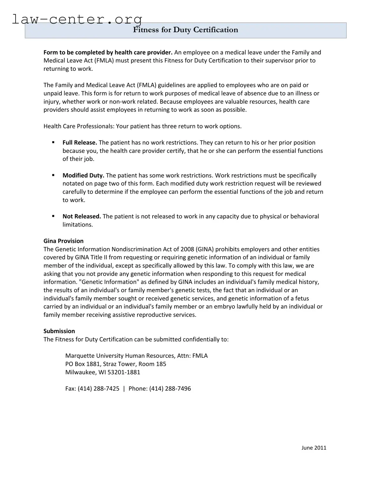 Get Fitness For Duty Form