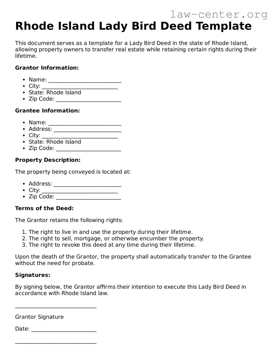 Attorney-Approved Rhode Island Lady Bird Deed Document