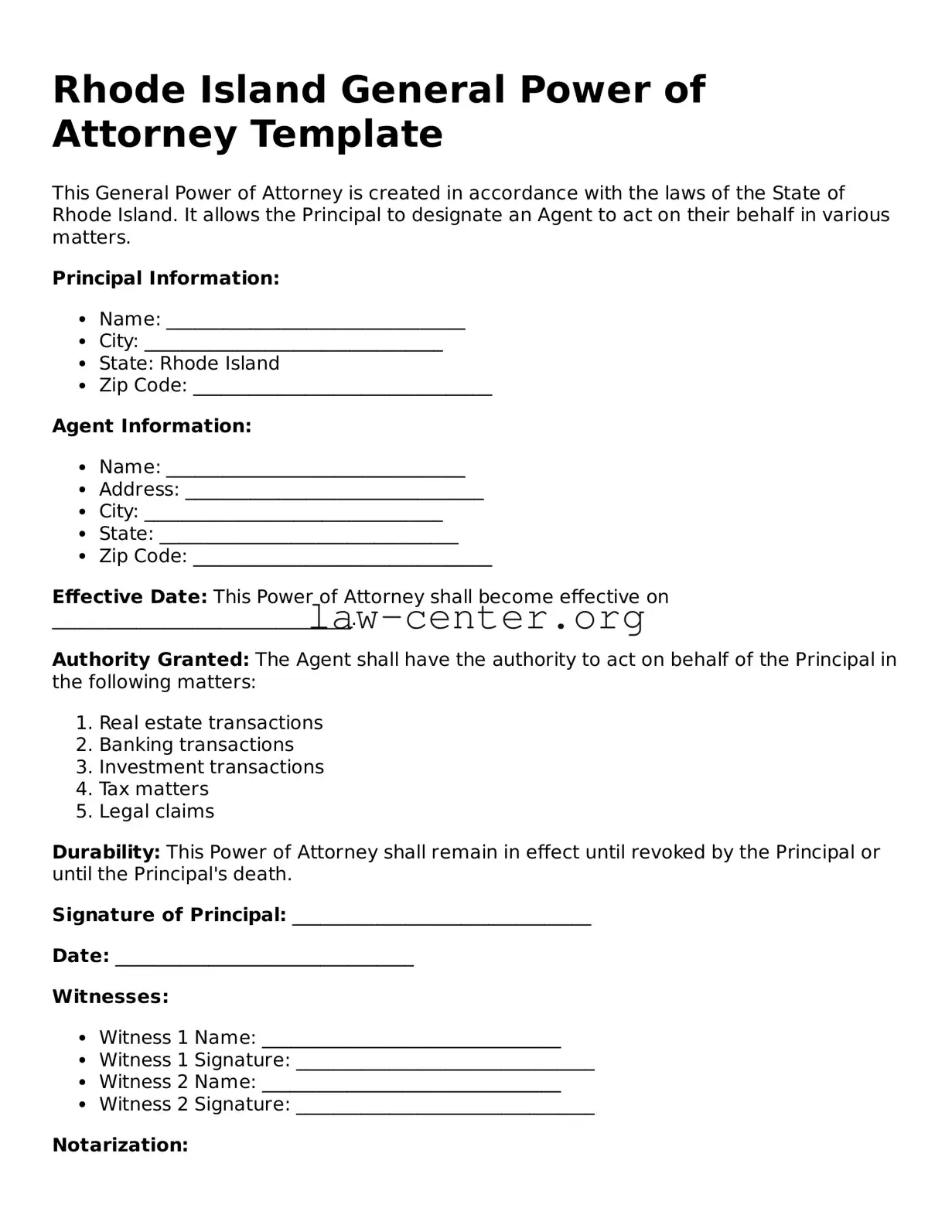 Attorney-Approved Rhode Island General Power of Attorney Document