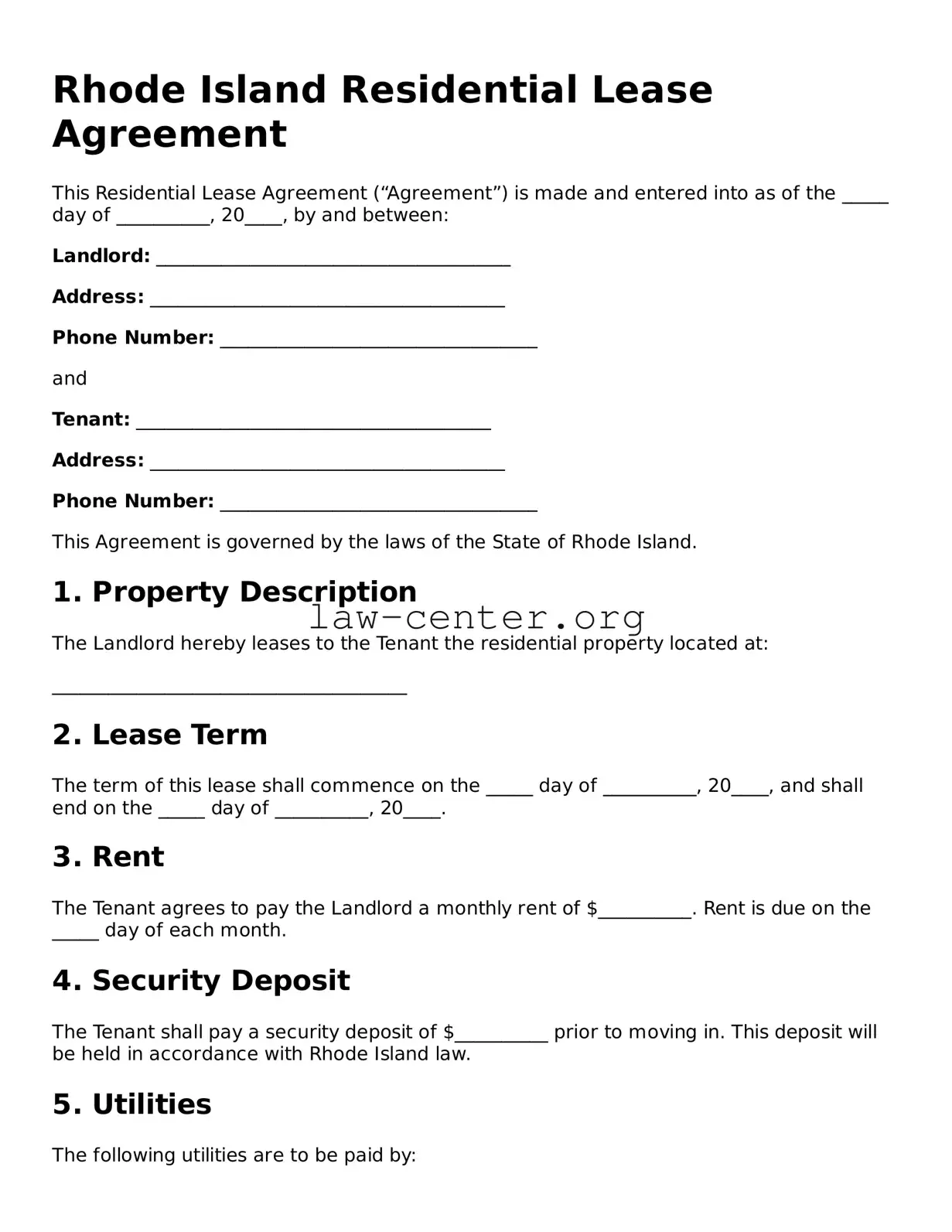 Attorney-Approved Rhode Island Residential Lease Agreement Document