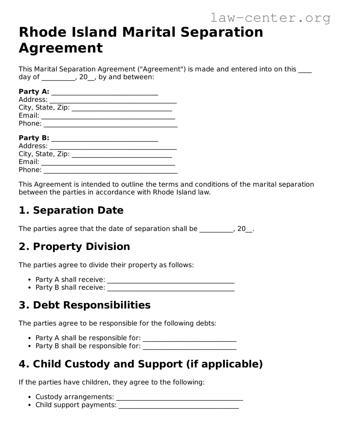 Attorney-Approved Rhode Island Marital Separation Agreement Document