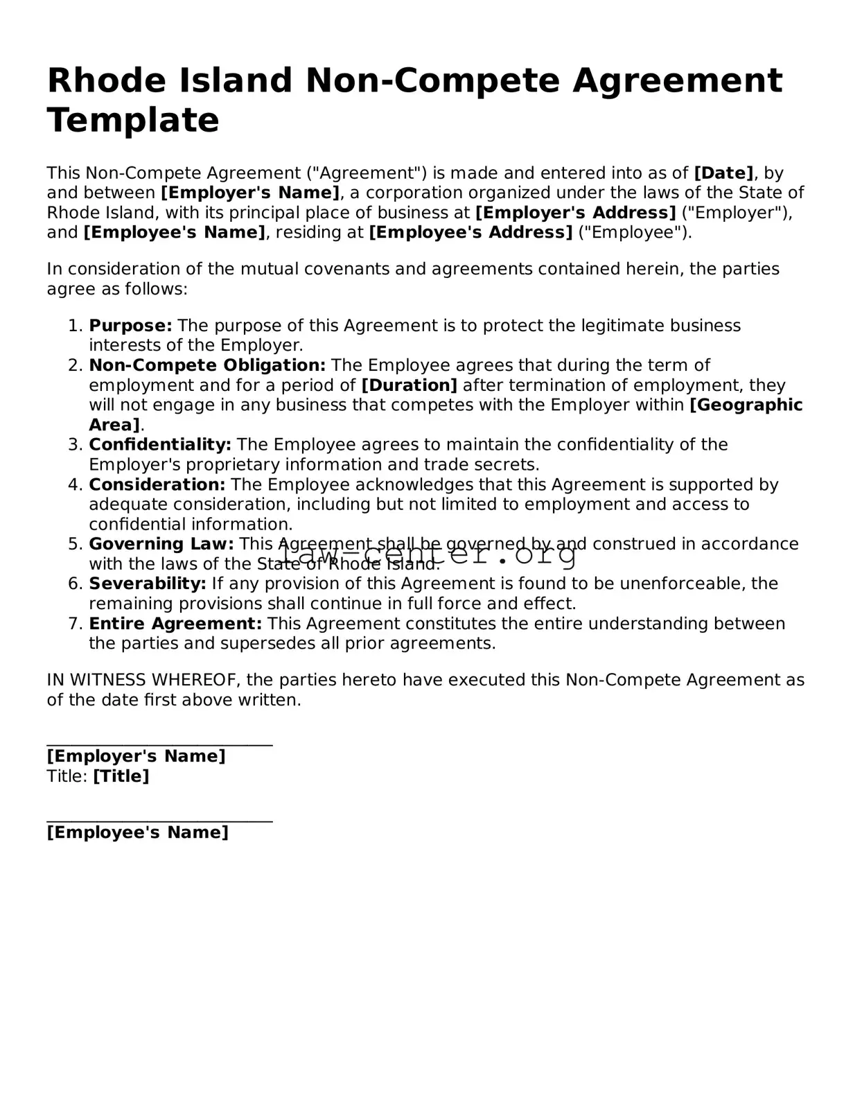 Attorney-Approved Rhode Island Non-compete Agreement Document