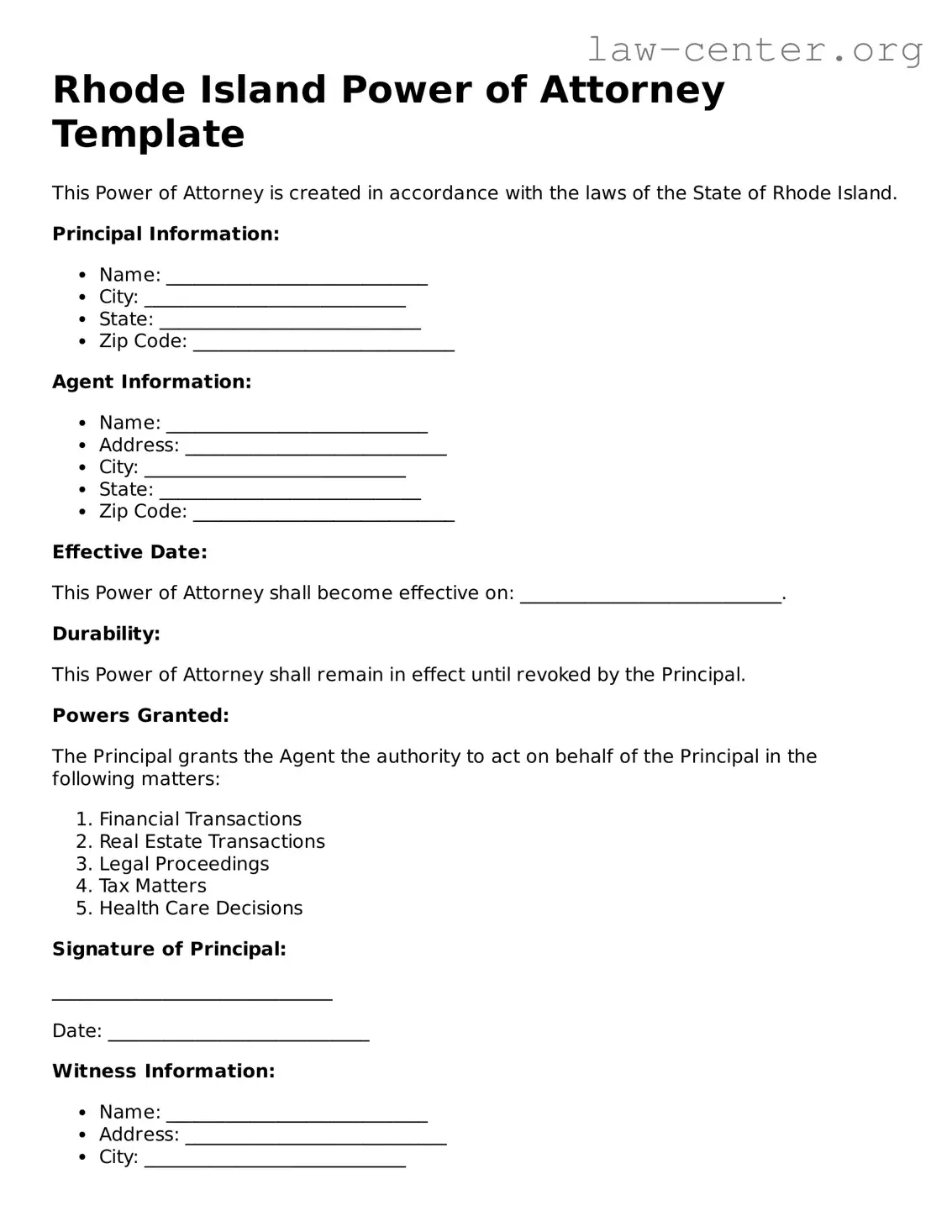 Attorney-Approved Rhode Island Power of Attorney Document