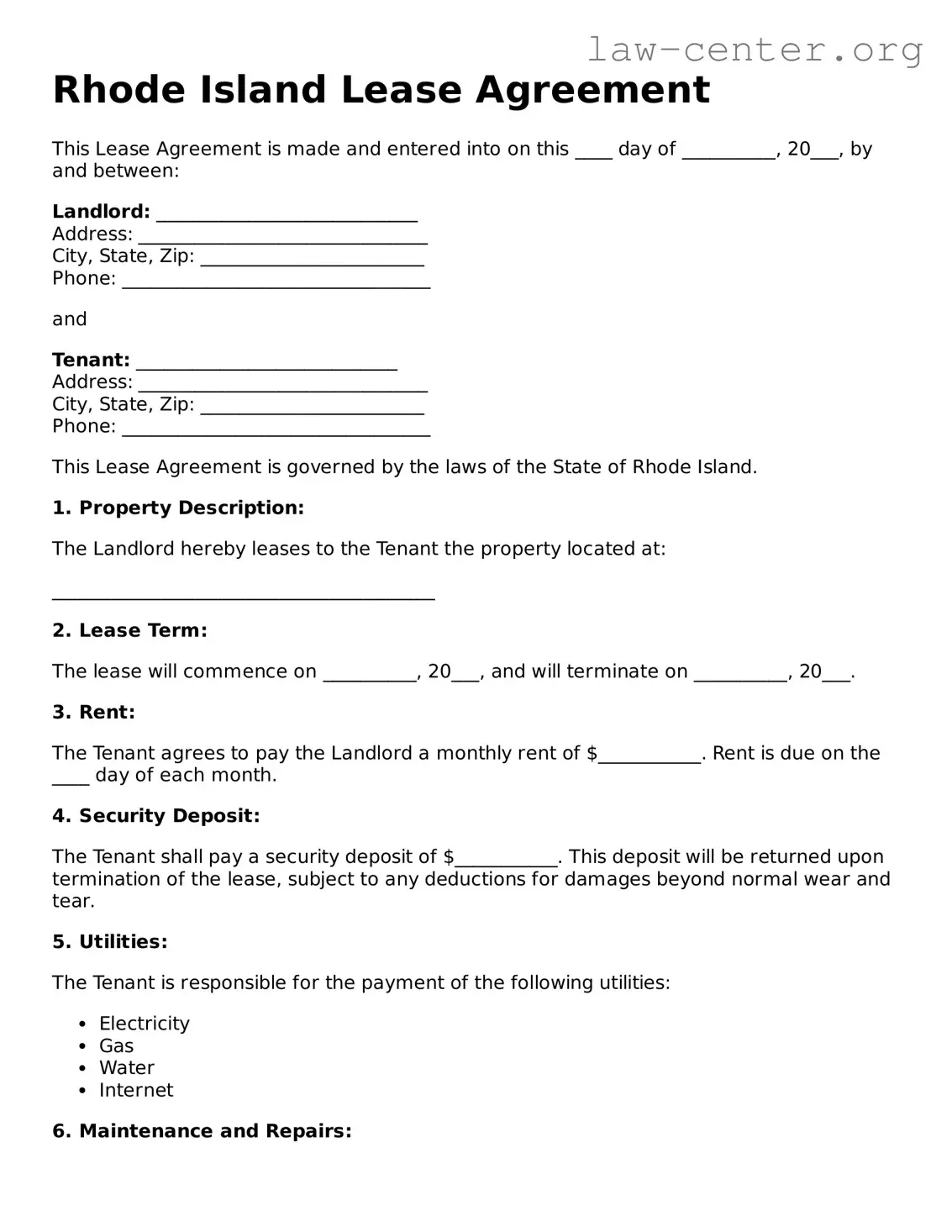 Attorney-Approved Rhode Island Lease Agreement Document