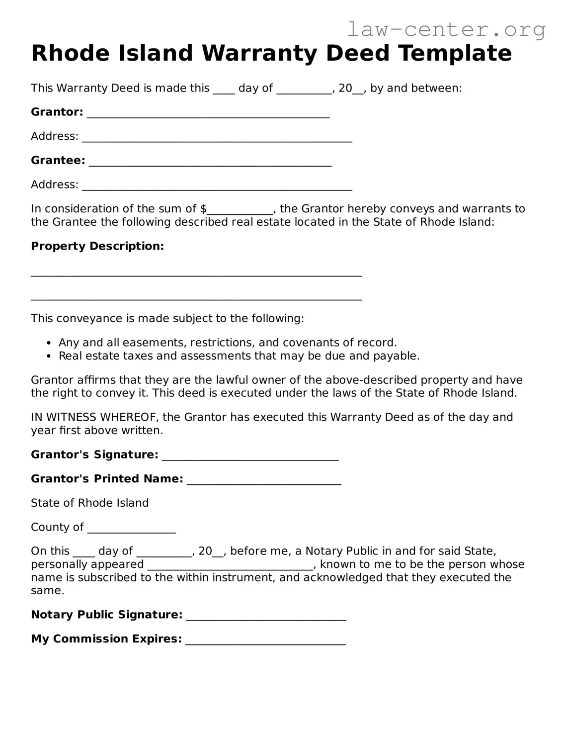 Attorney-Approved Rhode Island Deed Document