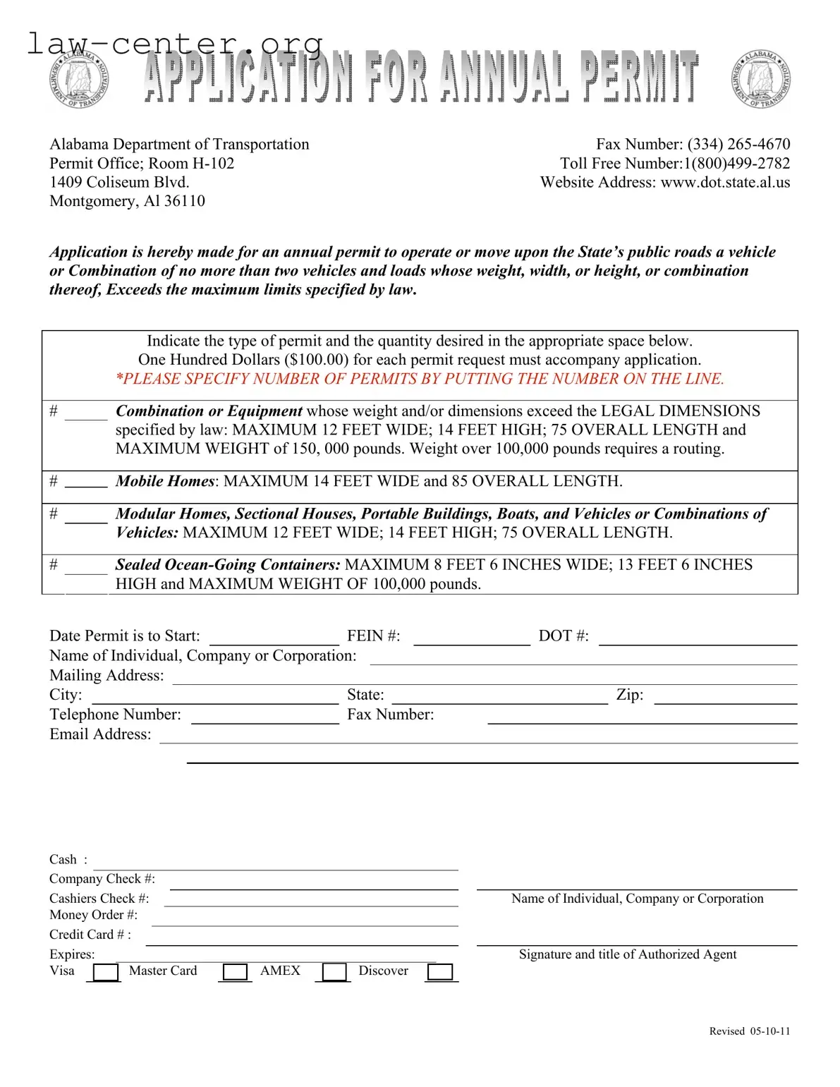 Get Alabama Annual Permit Form