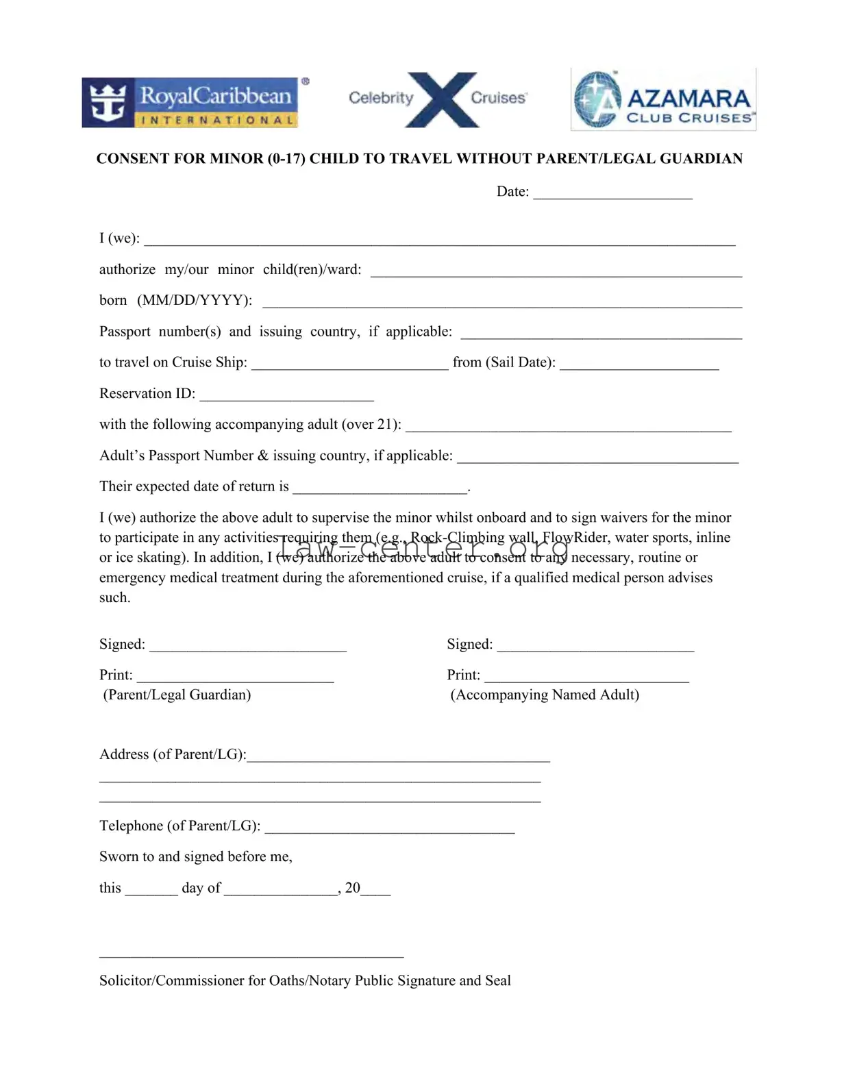Get Royal Caribbean Parental Consent Form