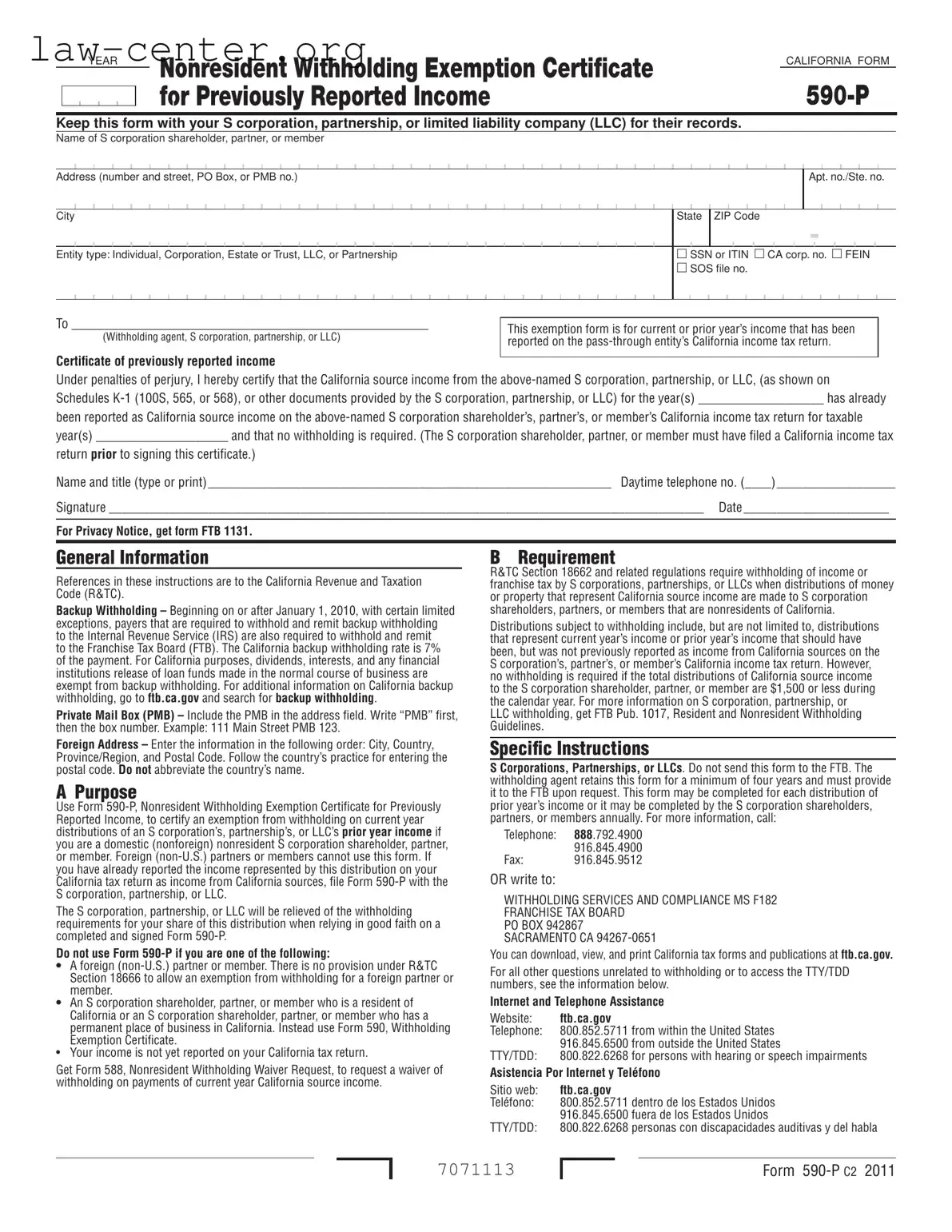 Get California 590 P Form