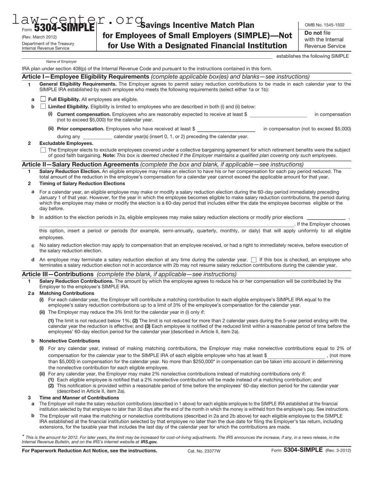 Get IRS 5304-SIMPLE Form