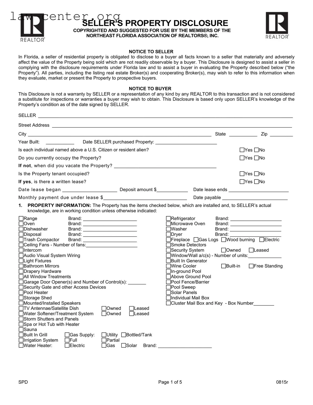 Get Florida Seller Property Form
